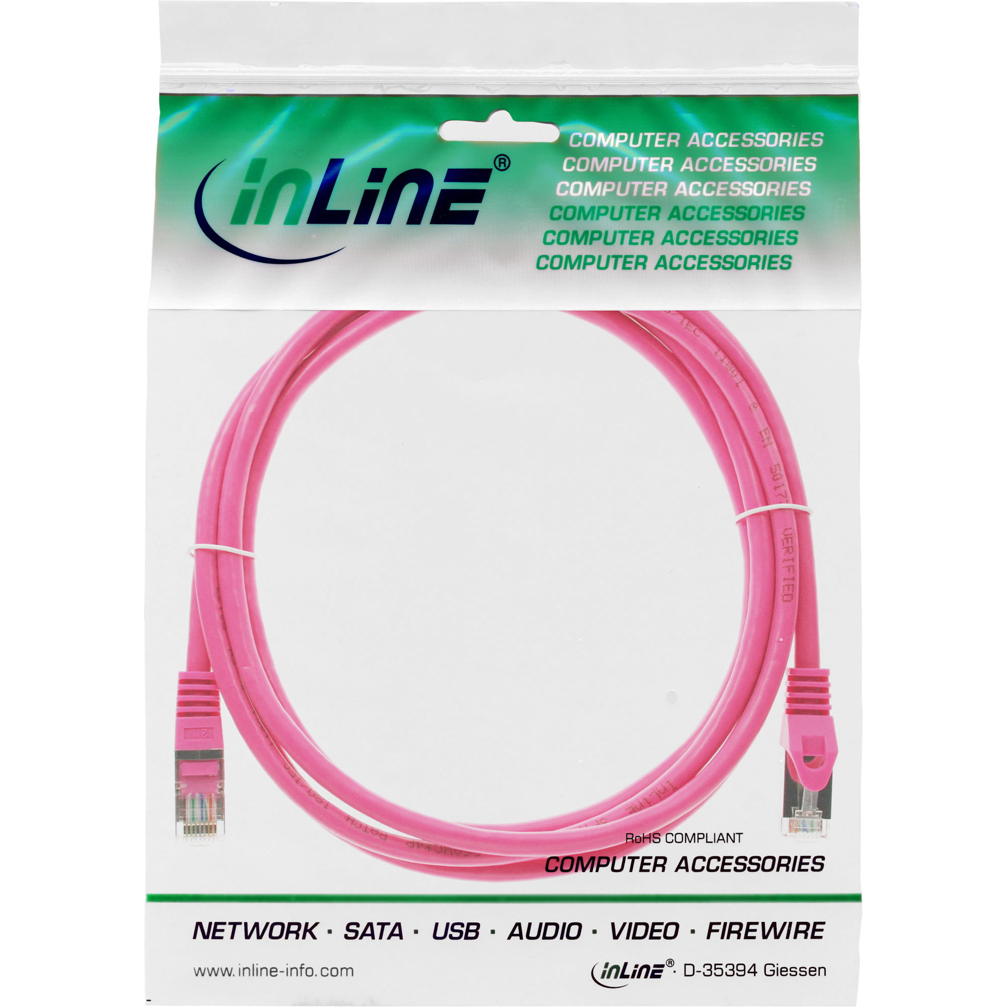 InLine Patchkabel - SF/UTP - Cat.5e - pink - 1,5m
