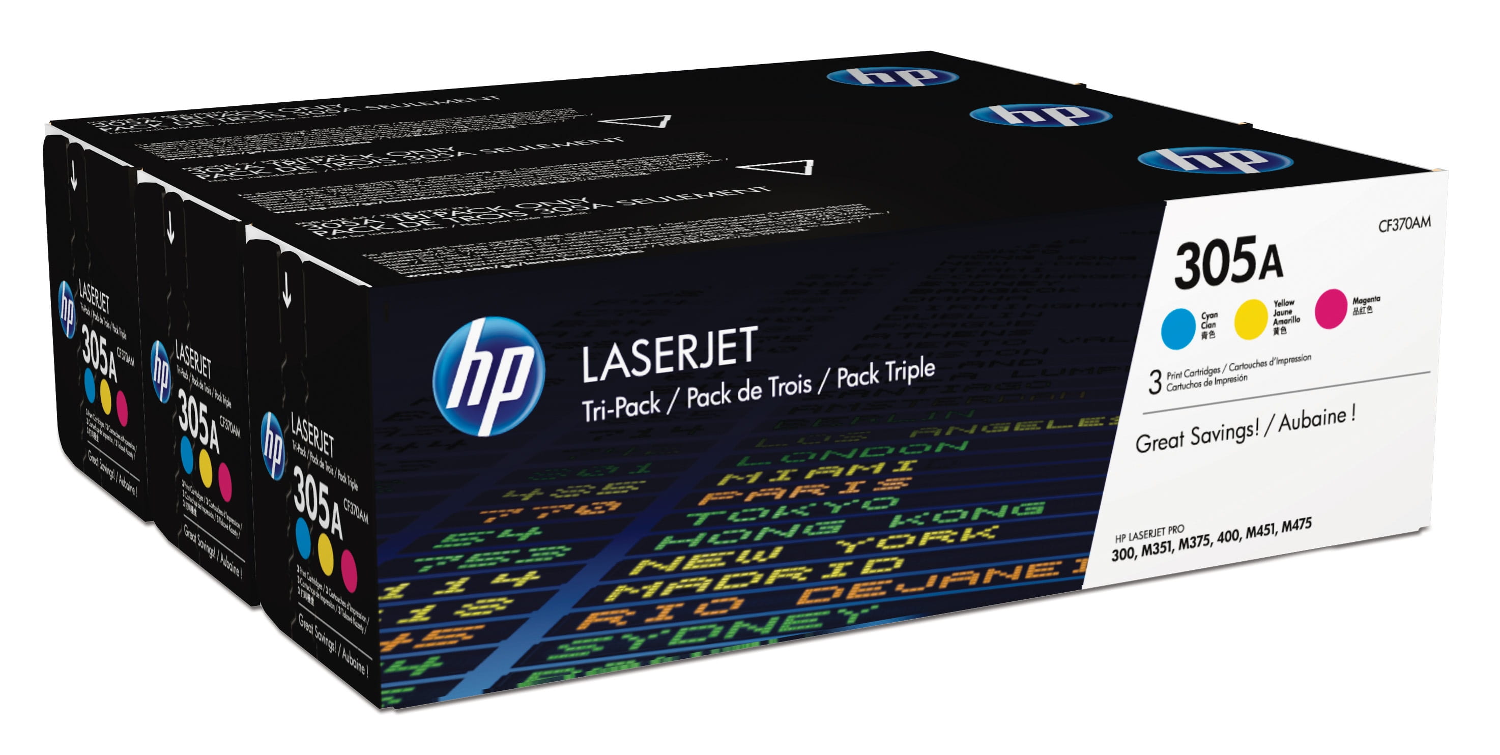 HP 305A - 3er-Pack - Gelb, Cyan, Magenta - Original - LaserJet - Tonerpatrone (CF370AM)