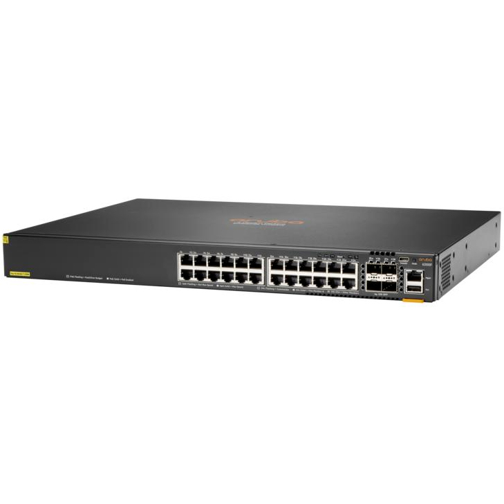 HPE Aruba Networking CX 6200F 24G Class 4 PoE 4SFP 370W Switch - Switch - max. Stapelentfernung 10 km - L3 - managed - 24 x 10/100/1000 (PoE+)