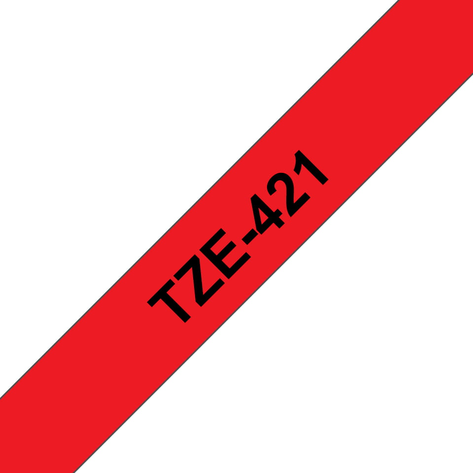 Brother TZe-421 - Selbstklebend - schwarz auf rot - Rolle (0,9 cm x 8 m)