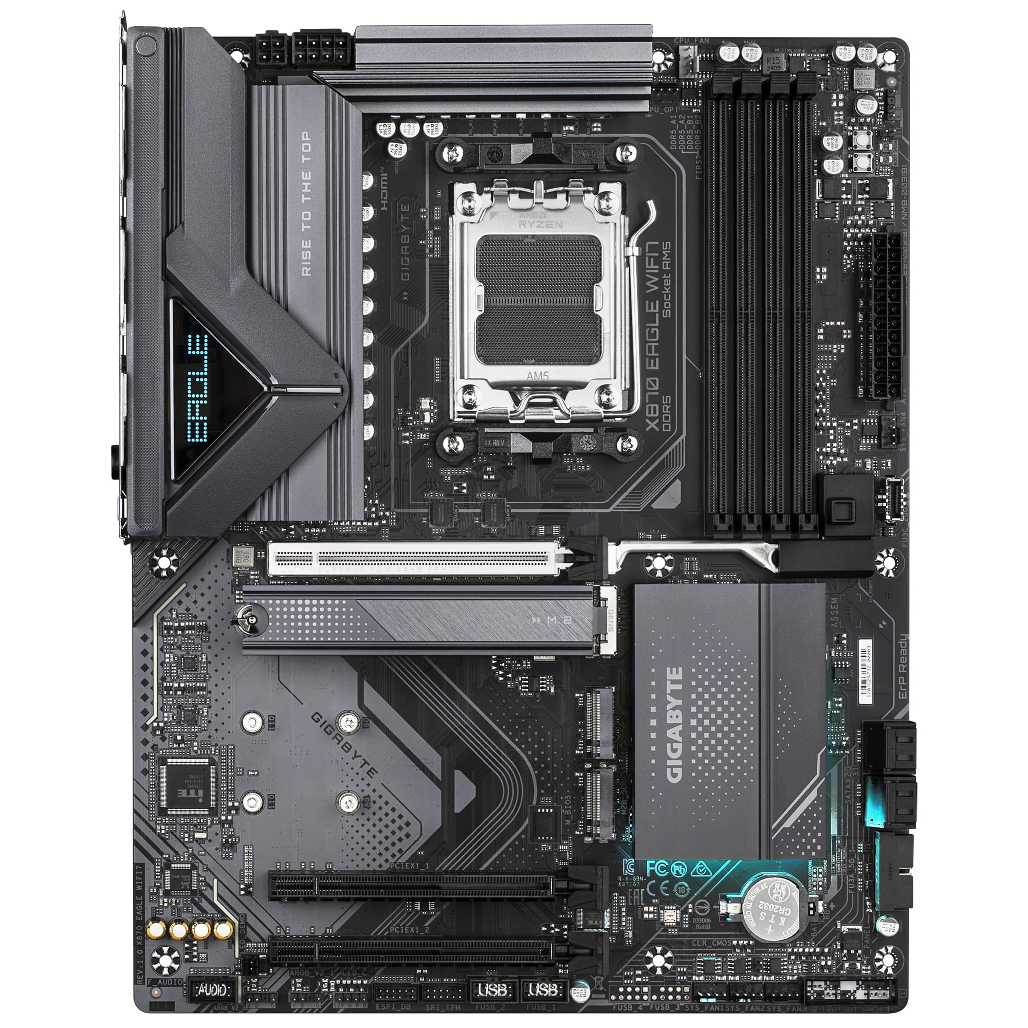 Gigabyte X870 EAGLE WIFI7 - Motherboard - ATX - Socket AM5 - AMD X870 Chipsatz - USB-C 3.2 Gen 2x2, USB4, USB 3.2 Gen 1, USB 3.2 Gen 2 - 2.5 Gigabit LAN, Bluetooth, Wi-Fi 7 - Onboard-Grafik (CPU erforderlich)