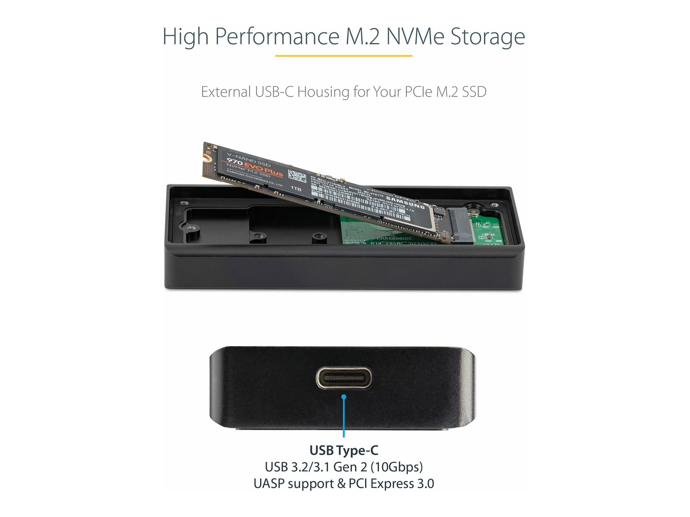 StarTech.com M2E1BRU31C M.2 NVMe PCIe SSD-Gehäuse (IP67 , robust, USB 3.1 Gen 2 (10 Gbit/s)