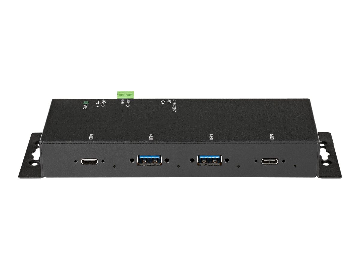 StarTech.com 4 Port USB-C Hub 10 Gbit/s -Metall  Industrieller USB-C Hub - 2x USB-C & 2x USB-A - ESD Überspannungsschutz - USB-C oder USB-A Host - Eigenstromversorgung USB 3.1 G2 Typ-C (HB31C2A2CME)