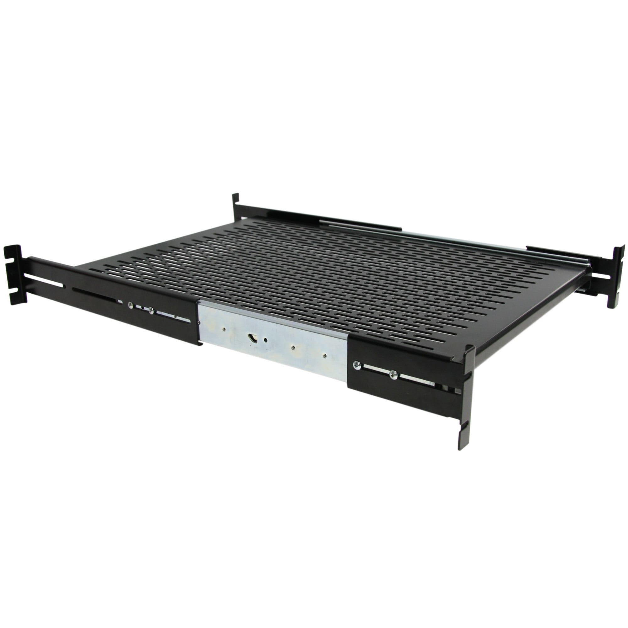 StarTech.com 2HE ausziehbarer Rack-Fachboden belüftet - 22.7kg - 19 Serverschrank Rack-Shelf - Schwarz - Rack - Regal - 1U - 48.3 cm (19")