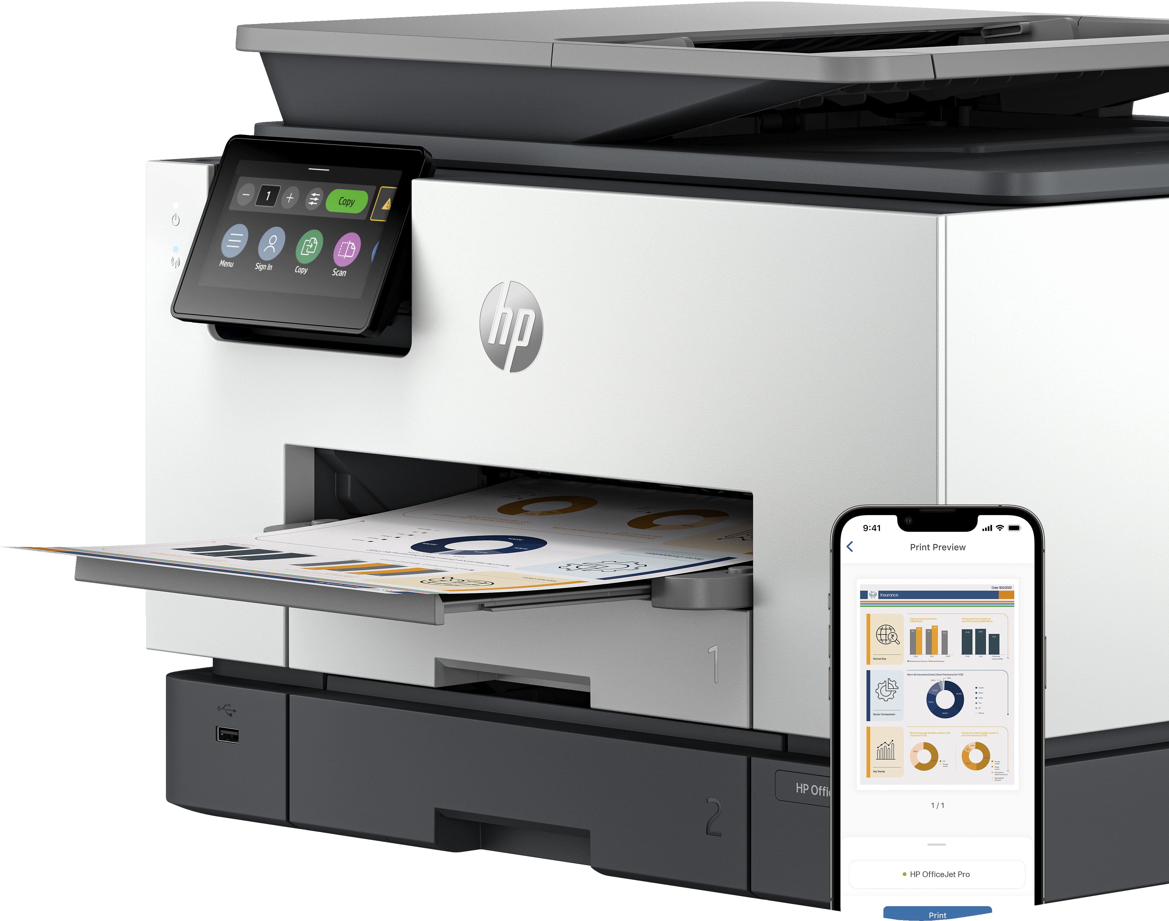 HP Officejet Pro 9130b All-in-One - Multifunktionsdrucker - Farbe - Tintenstrahl - Legal (216 x 356 mm)