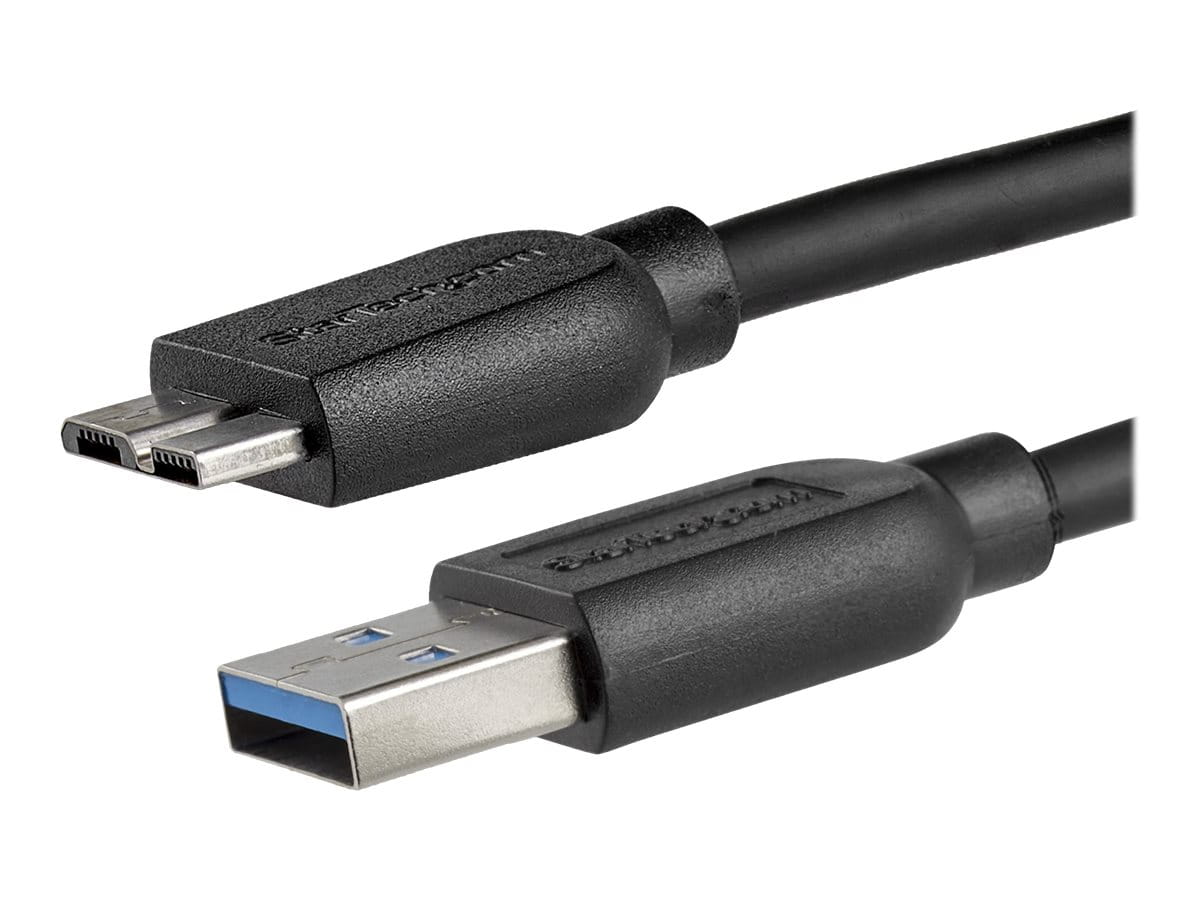 StarTech.com 2m schlankes SuperSpeed USB 3.0 A auf Micro B Kabel - St/St - USB 3.0 Anschlusskabel - Schwarz - USB-Kabel - Micro-USB Typ B (M)