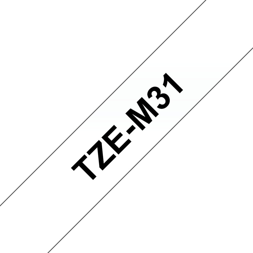 Brother TZe-M31 - Schwarzer Druck auf Premium Matt Transparent - Rolle (1,2 cm x 8 m)