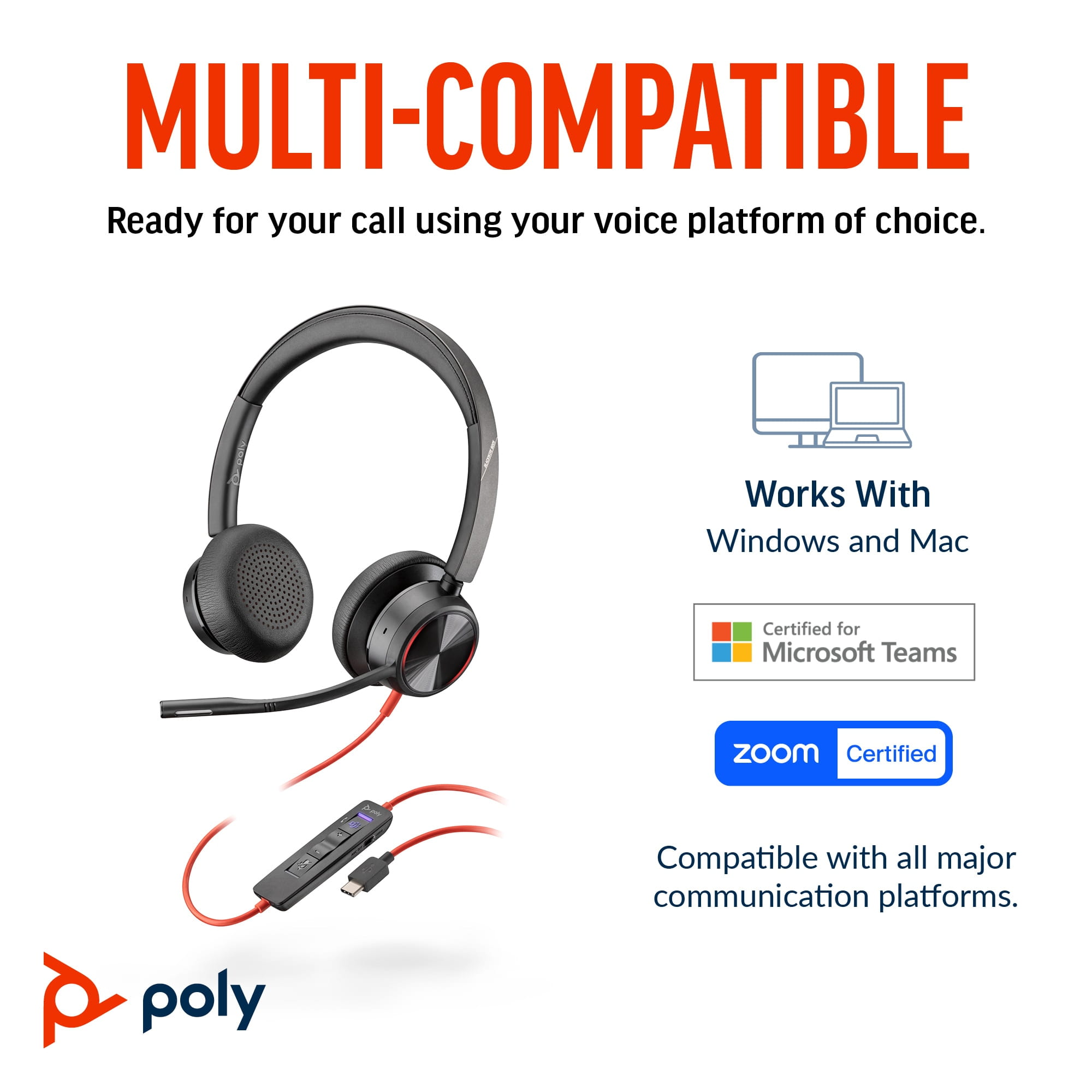 HP Poly Blackwire 8225 - Blackwire 8200 series - Headset HP Poly Blackwire 8225 - Blackwire 8200 series - Headset