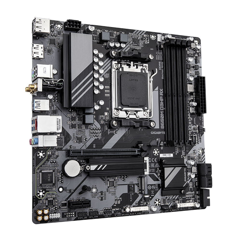 Gigabyte B650M D3HP AX - 1.0 - Motherboard - micro ATX - Socket AM5 - AMD B650 Chipsatz - USB 3.2 Gen 1, USB-C 3.2 Gen 1 - 2.5 Gigabit LAN, Bluetooth, Wi-Fi - Onboard-Grafik (CPU erforderlich)