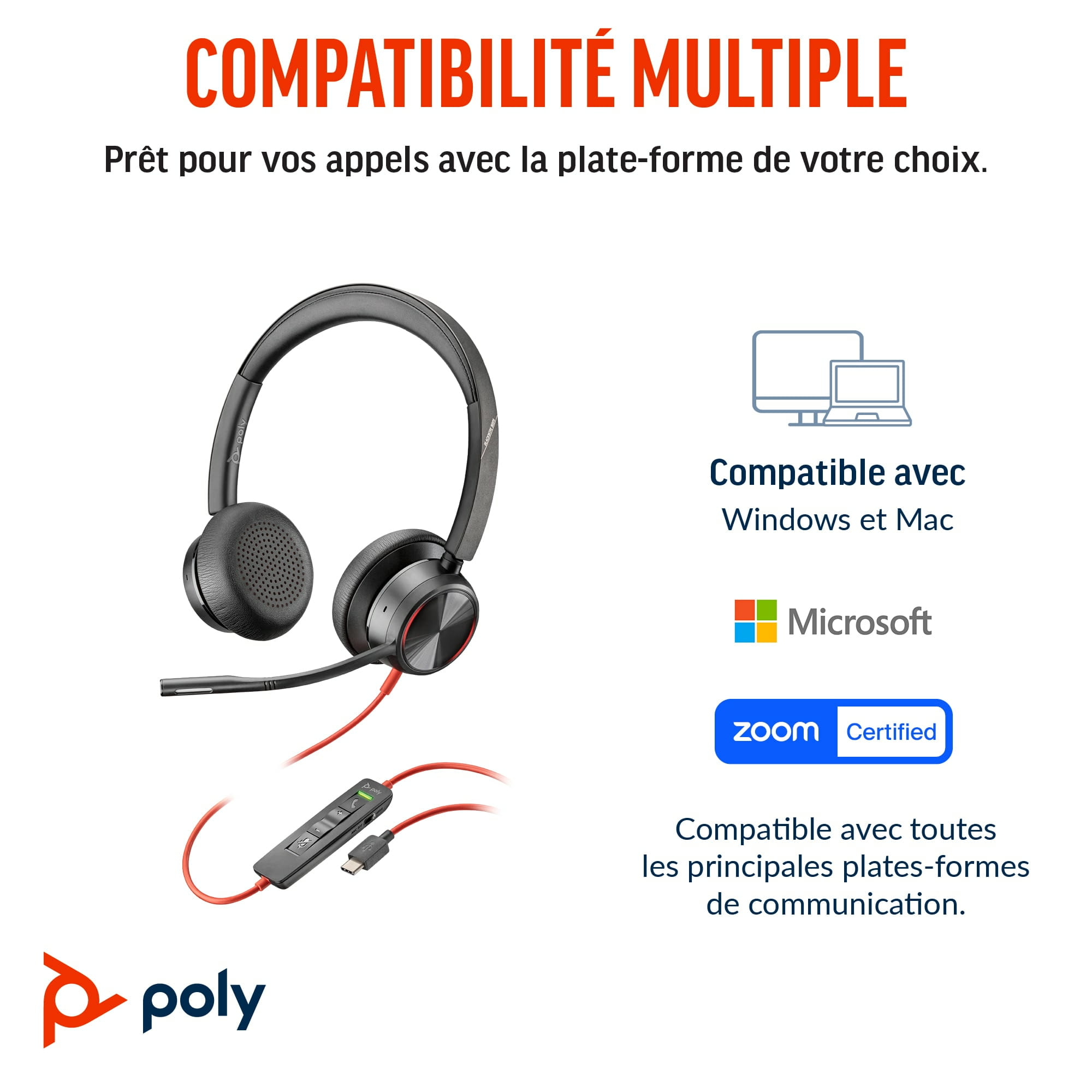 HP Poly Blackwire 8225 - Blackwire 8200 series - Headset HP Poly Blackwire 8225 - Blackwire 8200 series - Headset