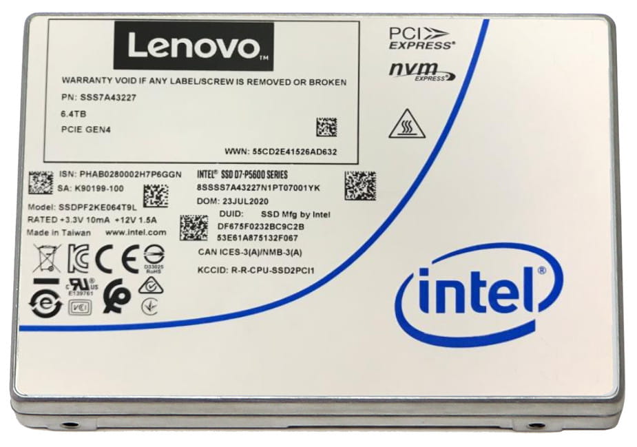 Lenovo Intel P5620 - SSD - Mixed Use - verschlüsselt - 6.4 TB - Hot-Swap - 2.5" (6.4 cm)