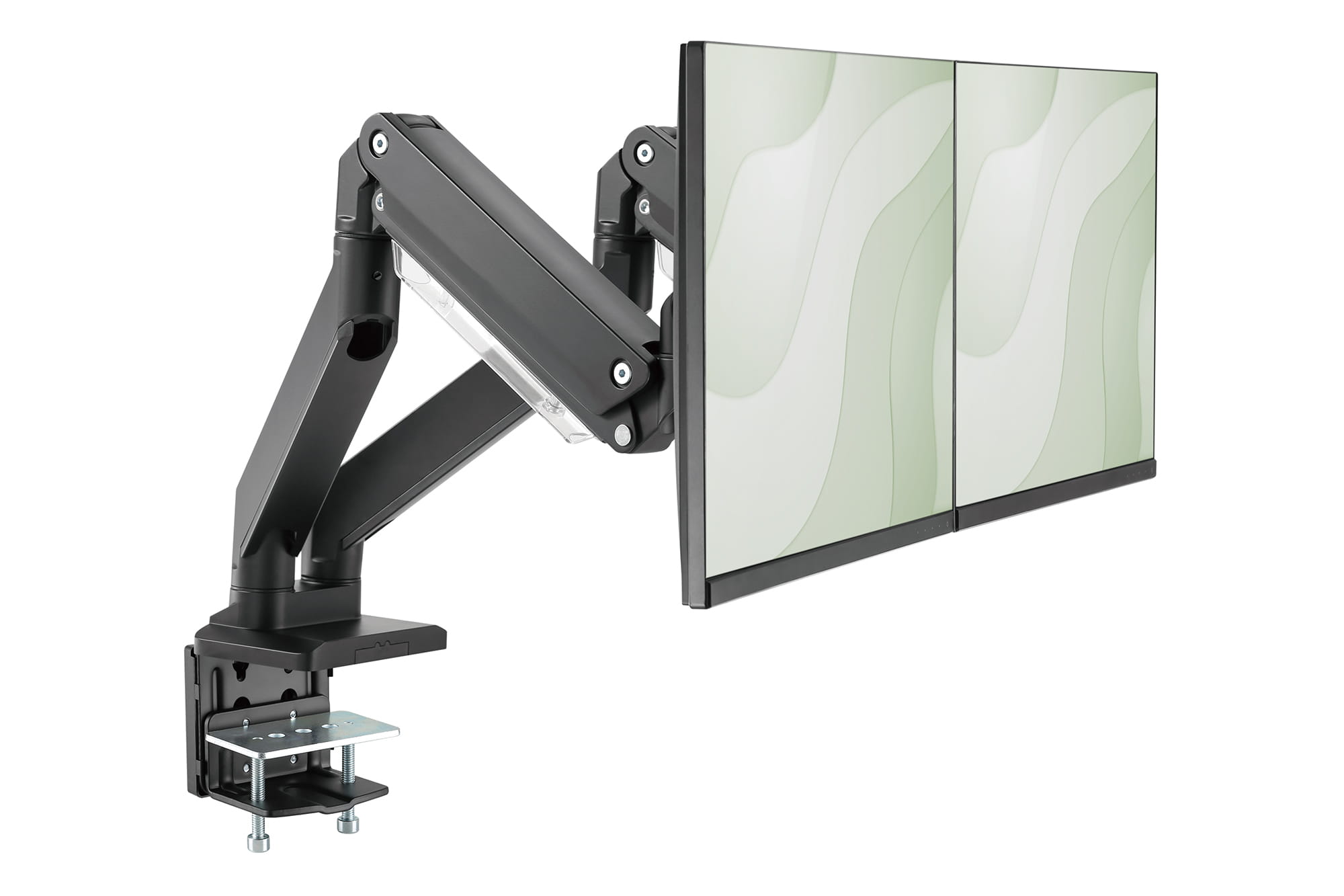 DIGITUS Universal Dual Monitorhalter mit Gasdruckfeder und Klemmbefestigung