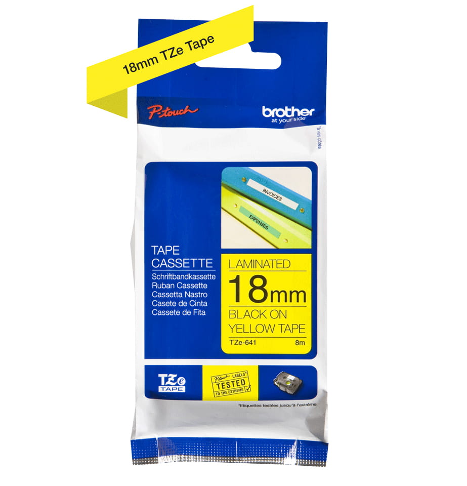 Brother TZe-641 - Standard-Klebstoff - Schwarz auf Gelb - Rolle (1,8 cm x 8 m)