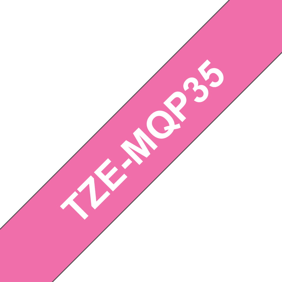 Brother TZe-MQP35 - Matt - Weiß auf Berry Pink - Rolle (1,2 cm x 5 m)