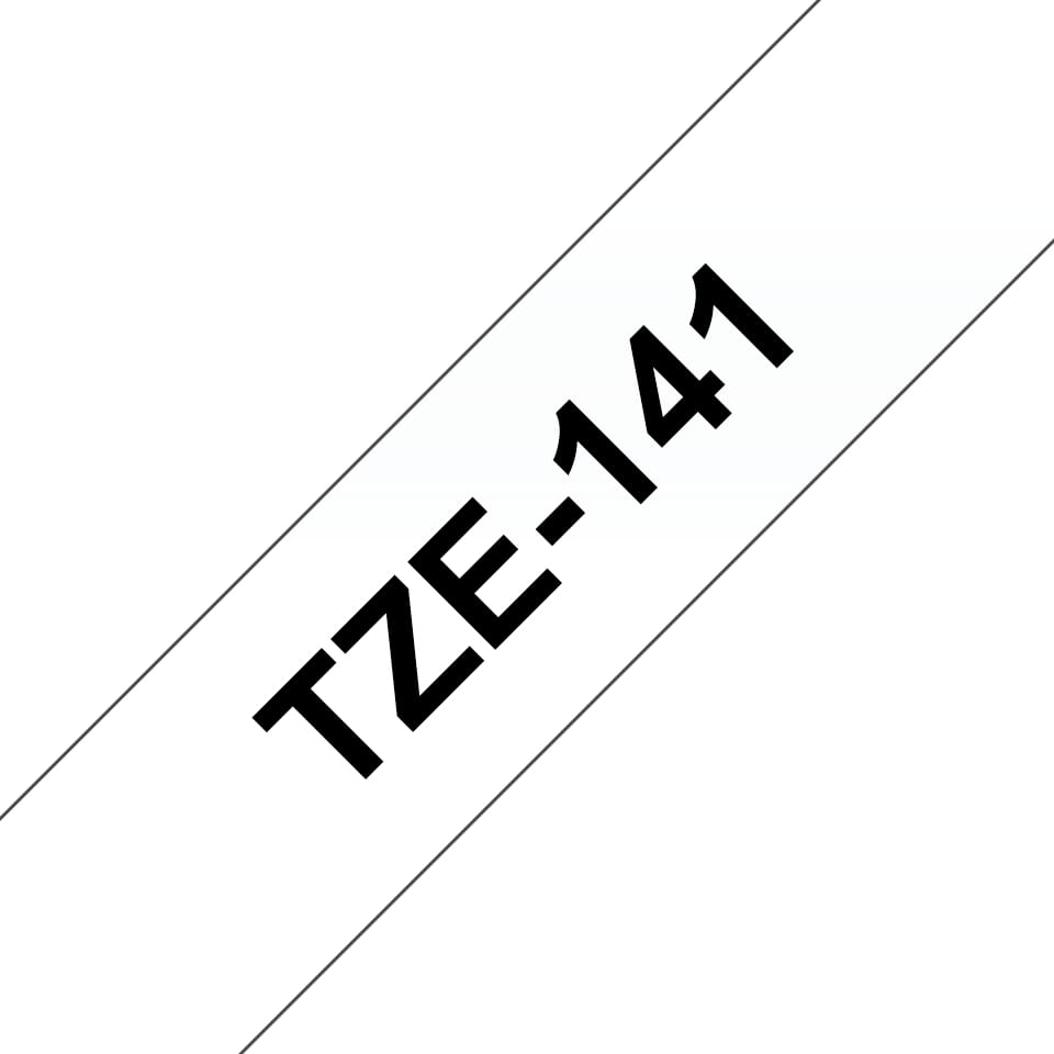 Brother TZe-141 - Standard-Klebstoff - schwarz auf durchsichtig - Rolle (1,8 cm x 8 m)