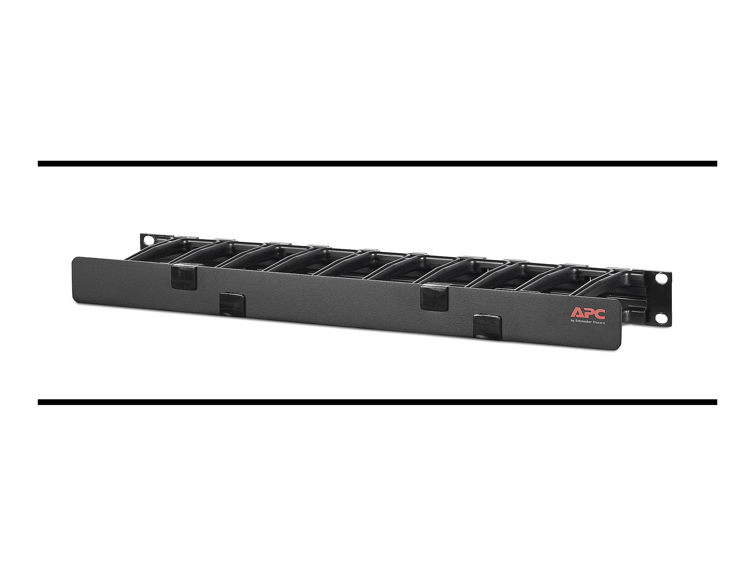 APC Horizontal Cable Manager Single-Sided with Cover - Rack - Kabelführungssatz - Schwarz - 1U - 48.3 cm (19")