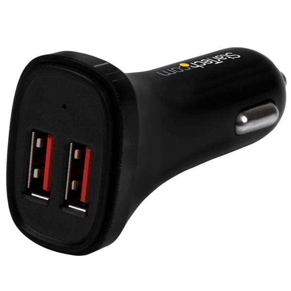 StarTech.com Dual Port USB KFZ Ladegerät - 24W/4.8 - Weiß - 2 Port USB Autoladegerät - Auto-Netzteil - 24 Watt - 4.8 A - 2 Ausgabeanschlussstellen (USB)