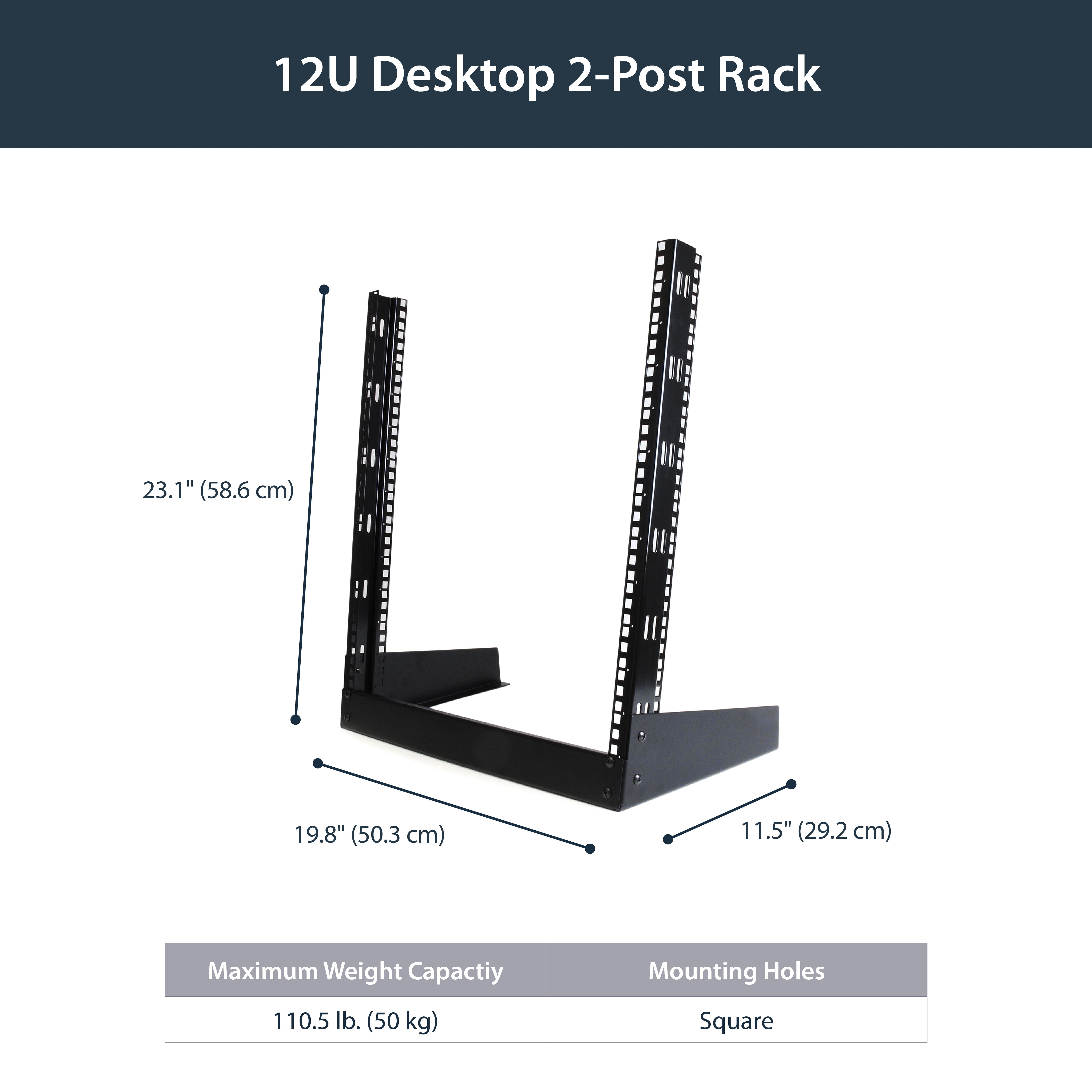 StarTech.com 12 HE 19" Desktop 2 Pfosten Open Frame Rack - Schrank offener Rahmen - Schwarz - 12U - 48.3 cm (19")