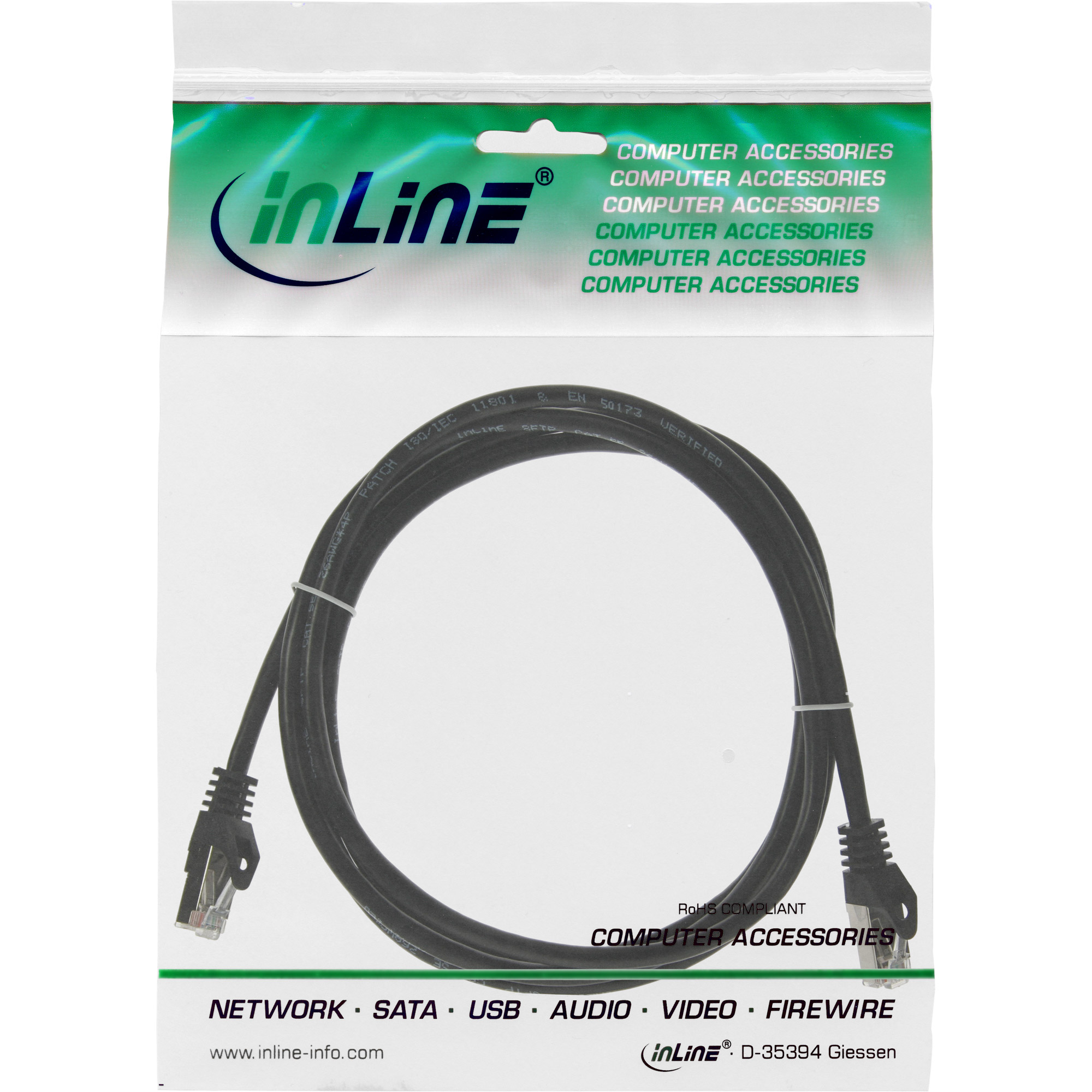 InLine Patchkabel - SF/UTP - Cat.5e - schwarz - 2m