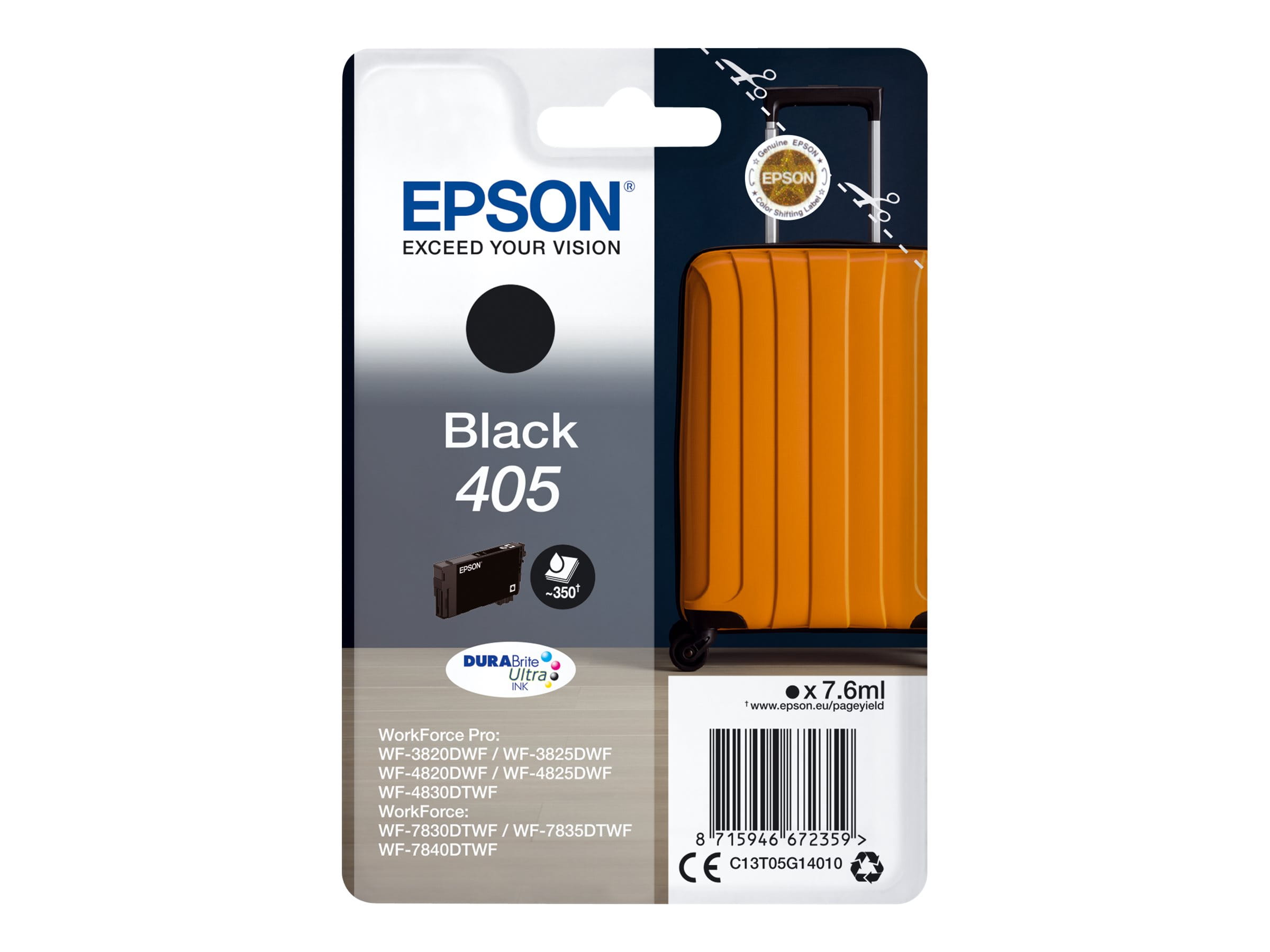 Epson 405 - 7.6 ml - Schwarz - original - Blister mit RF- / akustischem Alarmsignal