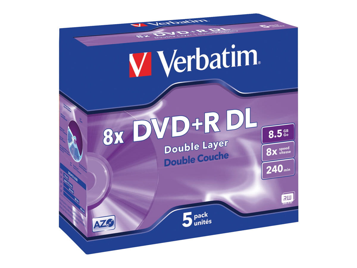 Verbatim 5 x DVD+R DL - 8.5 GB (240 Min.) 8x - mattsilber - Jewel Case (Schachtel)
