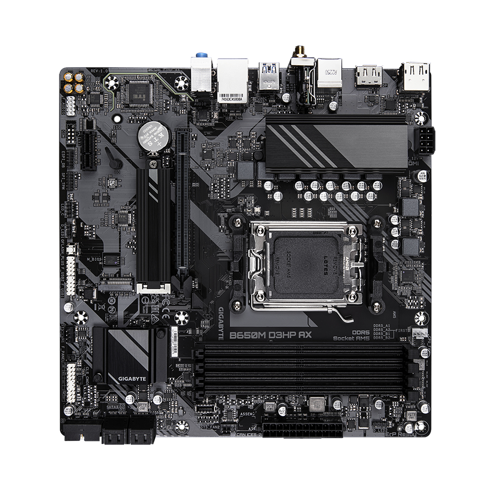 Gigabyte B650M D3HP AX - 1.0 - Motherboard - micro ATX - Socket AM5 - AMD B650 Chipsatz - USB 3.2 Gen 1, USB-C 3.2 Gen 1 - 2.5 Gigabit LAN, Bluetooth, Wi-Fi - Onboard-Grafik (CPU erforderlich)