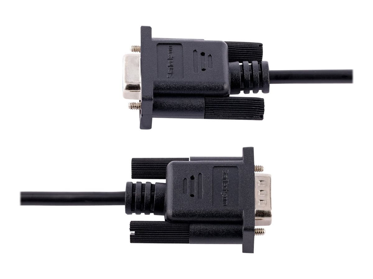 StarTech.com 3m RS232 Serial Null Modem Cable, Crossover Serial Cable w/Al-Mylar Shielding, DB9 Serial COM Port Cable Female to Male, Compatible w/DTE Devices - Tool-Less Design w/Thumbscrews, Black, F/M (9FMNM-3M-RS232-CABLE)