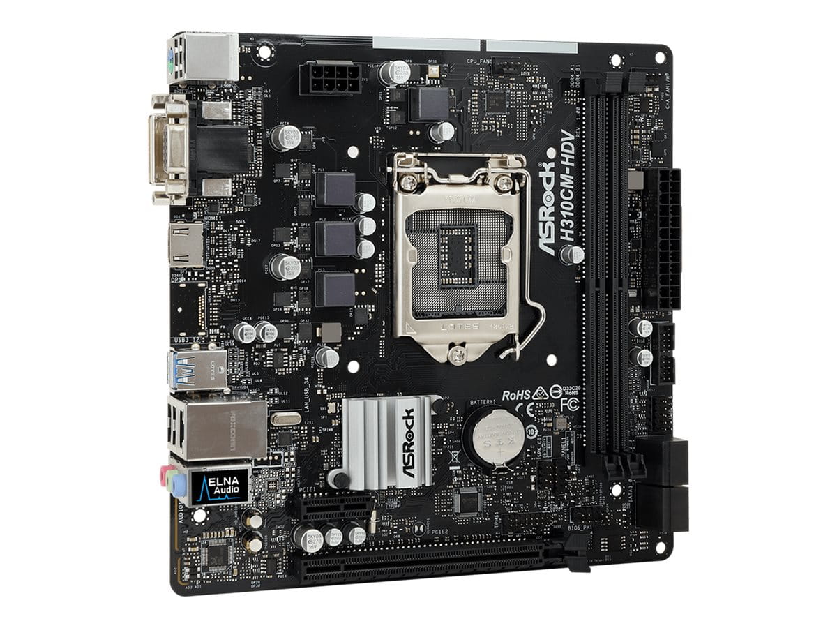 ASRock H310CM-HDV - Motherboard - micro ATX - LGA1151 Socket - H310 Chipsatz - USB 3.1 Gen 1 - Gigabit LAN - Onboard-Grafik (CPU erforderlich)