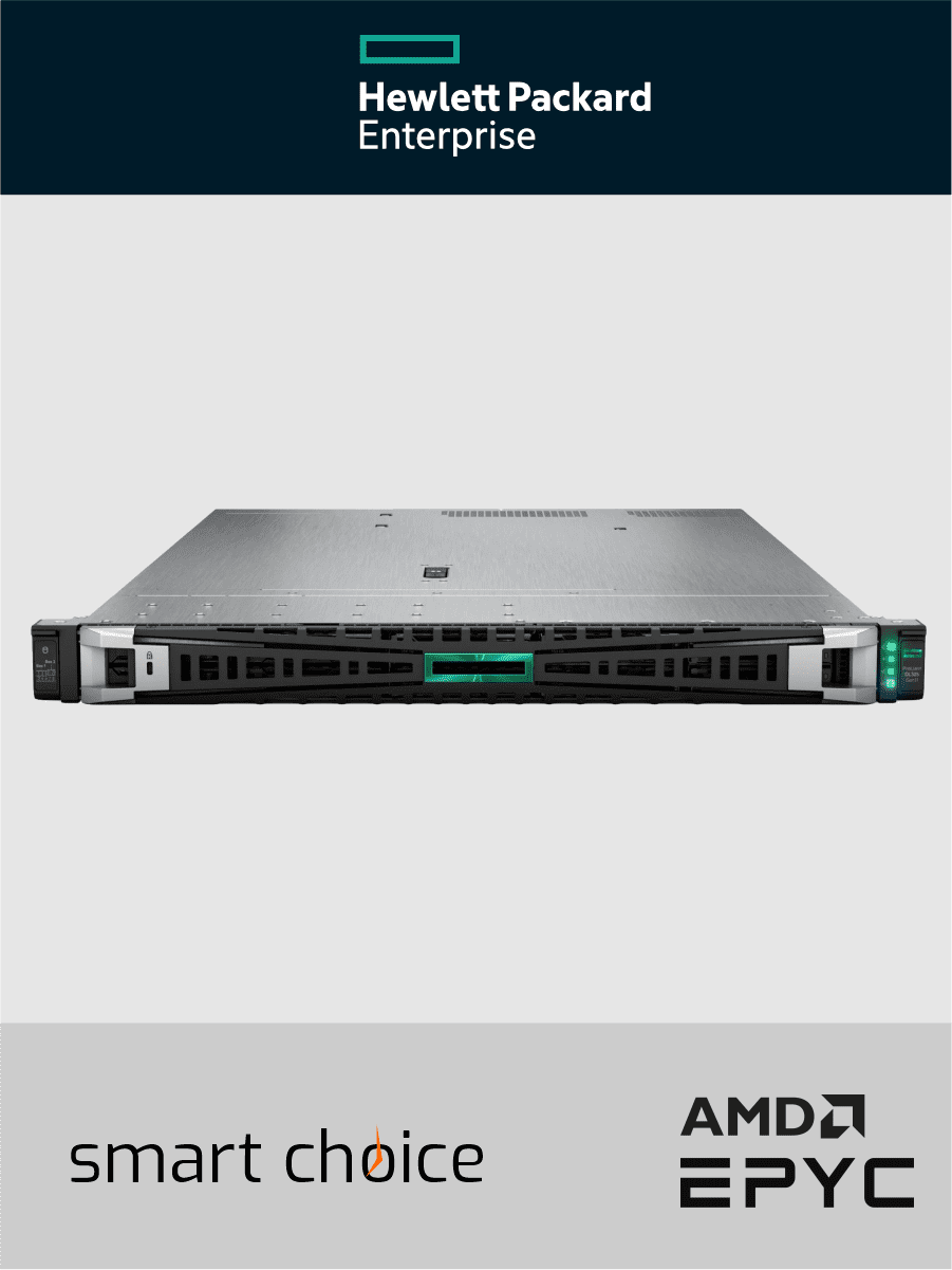HPE ProLiant DL365 Gen11 - Server - Rack-Montage - 1U - zweiweg - 1 x EPYC 9124 / 3 GHz - RAM 64 GB - SATA/SAS/NVMe - Hot-Swap 6.4 cm (2.5") (Smart Choice)