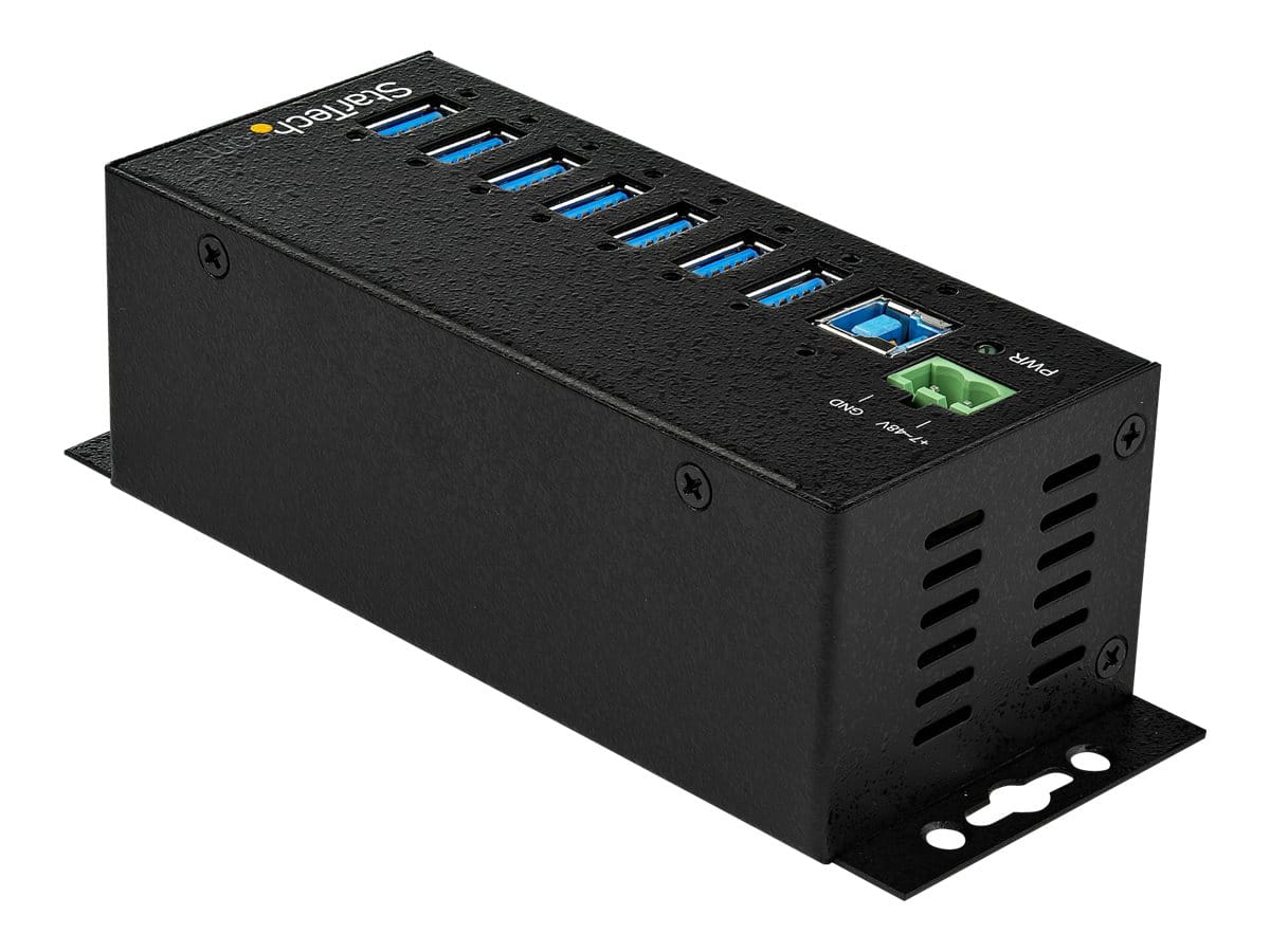 StarTech.com HB30A7AME USB 3.0 Hub (7-Port, Din-Rail,  Industrielle Anwendung, externes Netzteil, Uberspannungsschutz, ESD, 350 W, 15 kV)