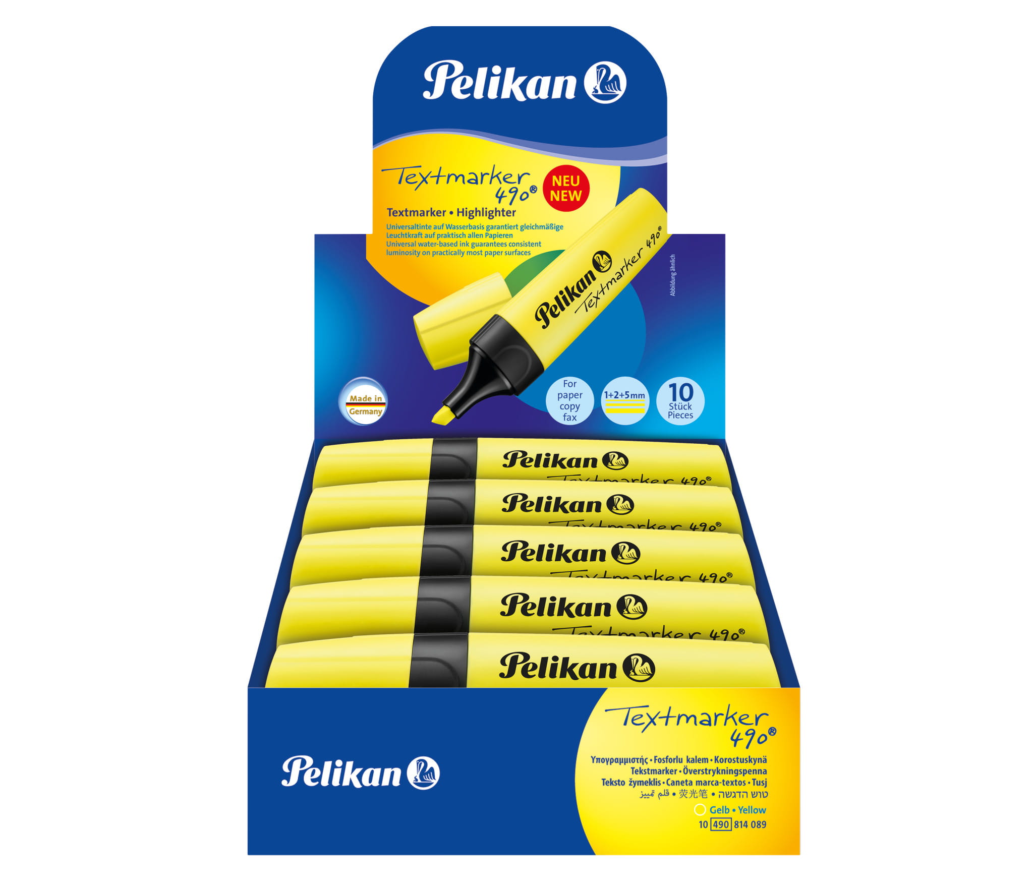 Pelikan 490 Textmarker, 1 Stück(e), Gelb, Gelb, Polypropylen (PP)