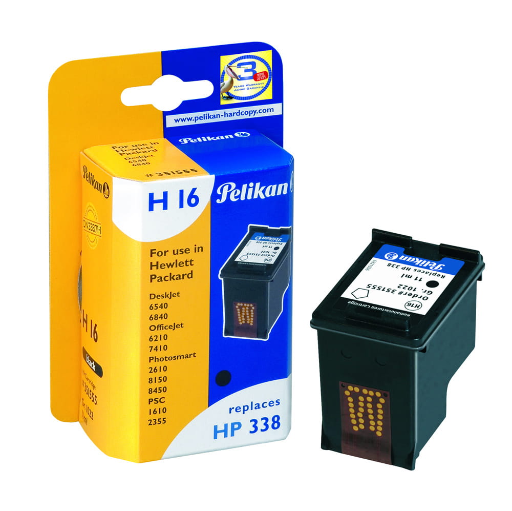 Pelikan H16 - 11 ml - Schwarz - kompatibel - Tintenpatrone (Alternative zu: HP 338)