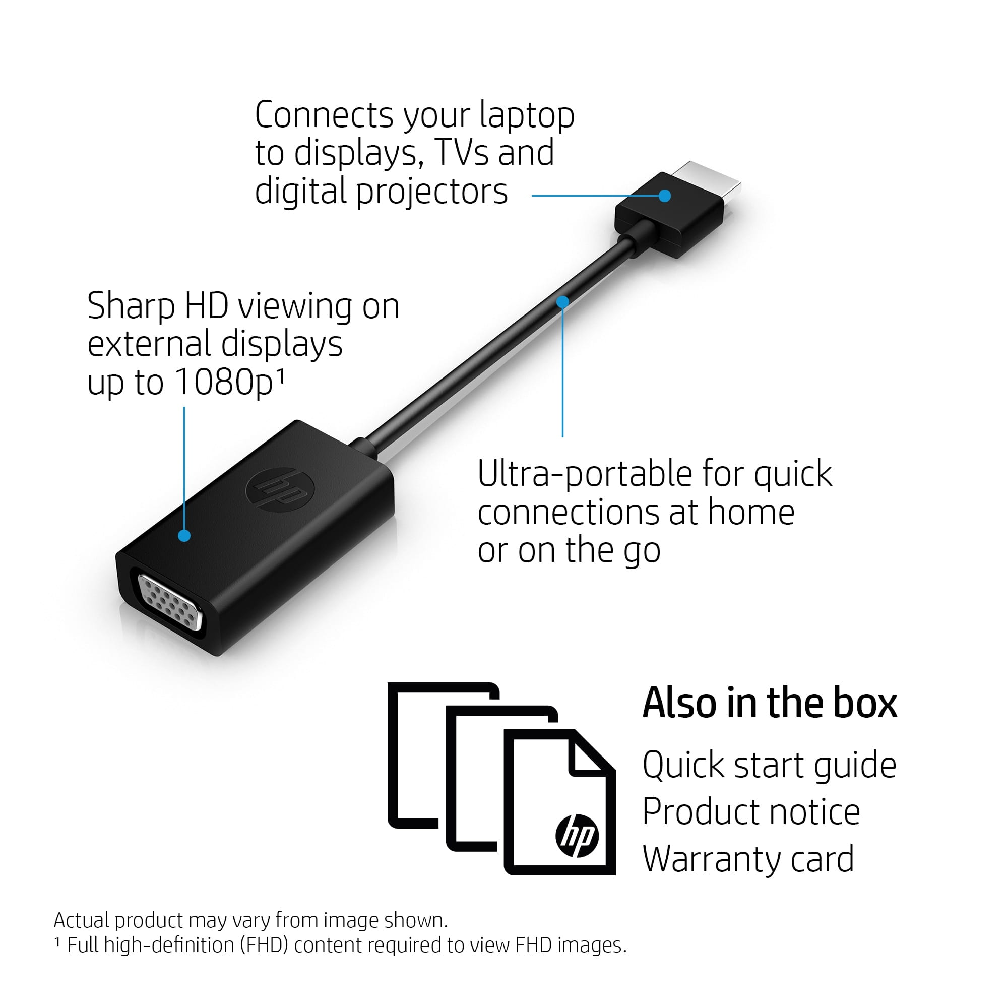 HP HDMI to VGA Display Adapter - Videoadapter - HD-15 (VGA)