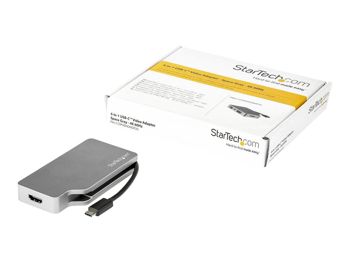 StarTech.com USB C Multiport Video Adapter with HDMI, VGA, Mini DisplayPort or DVI, USB Type C Monitor Adapter to HDMI 2.0 or mDP 1.2 (4K 60Hz)