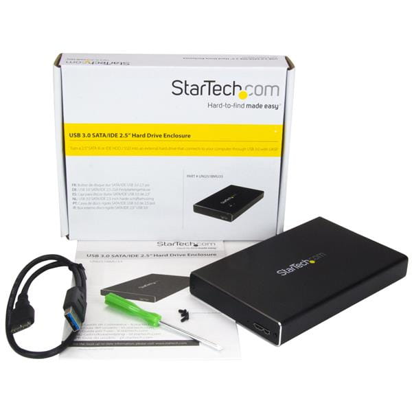 StarTech.com 2.5" IDE Hard Drive Enclosure - Supports UASP - Aluminum - IDE and SATA - USB 3.0 HDD Enclosure - External Drive (UNI251BMU33)