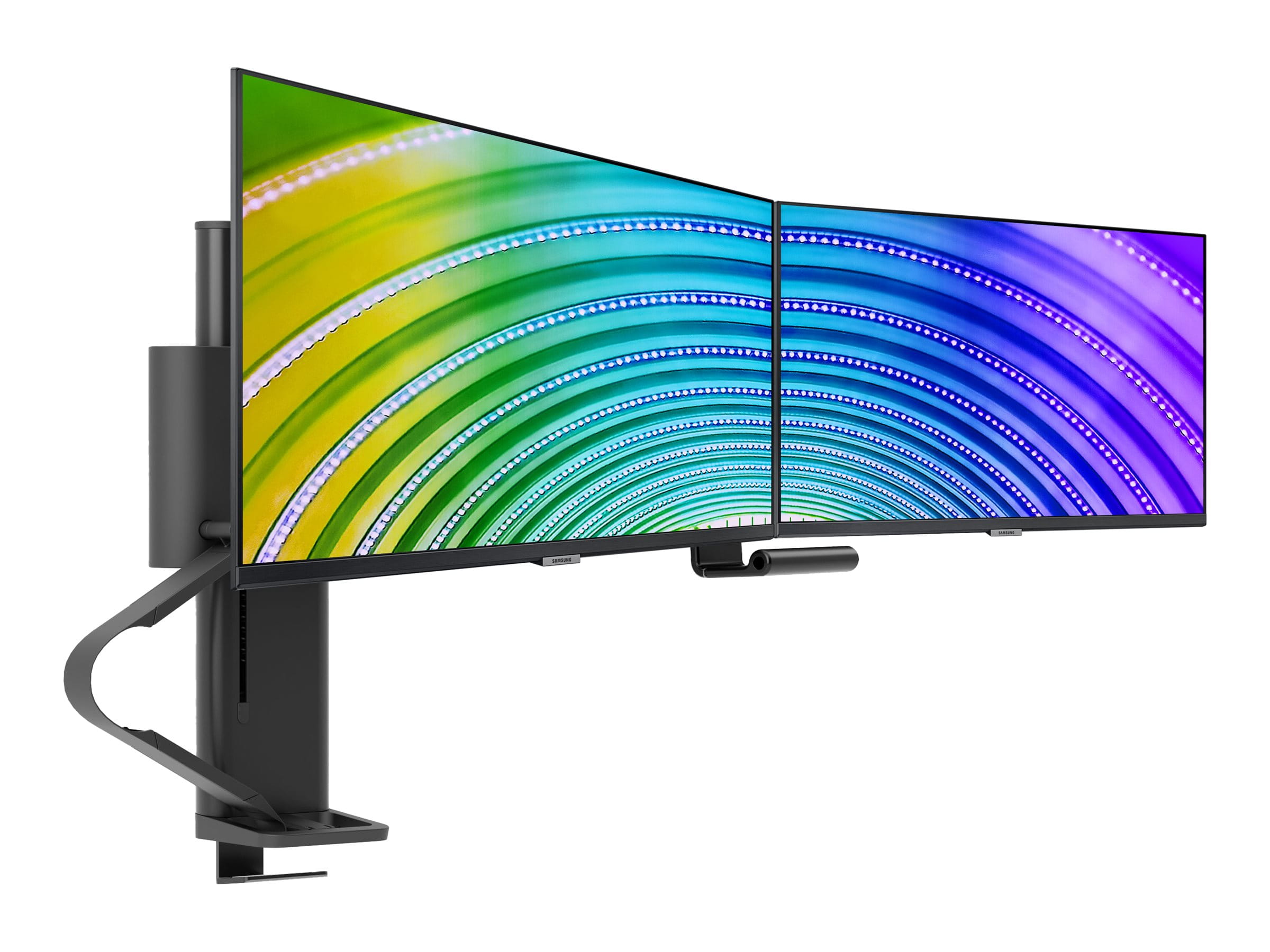 Ergotron TRACE - Befestigungskit (Griff, Basis, Hubsäule, Verlängerungsarm, Bogen, 2 Schiebegelenke, 2-teilige Tischklemme) - Konstante Krafttechnologie - für 2 LCD-Displays - mattschwarz - Bildschirmgröße: 54.6-68.6 cm (21.5"-27")