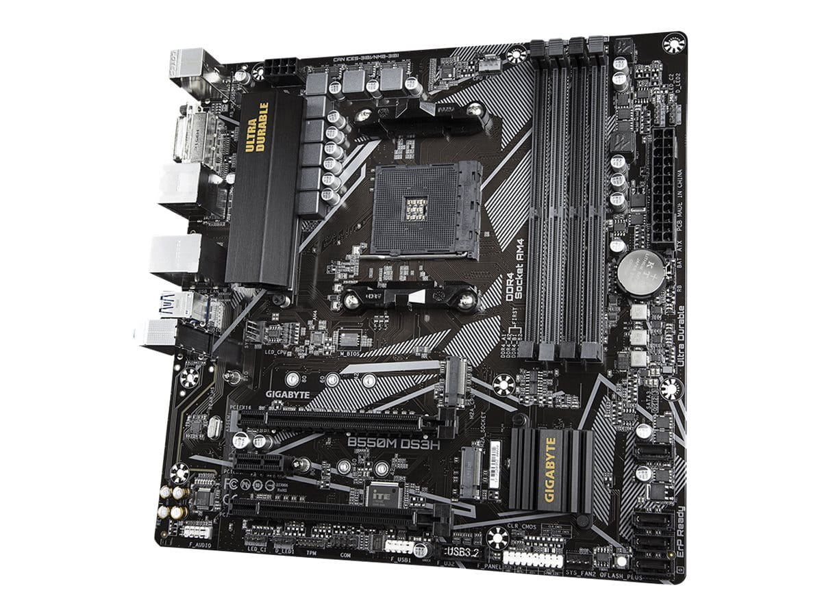 Gigabyte B550M DS3H - 1.0 - Motherboard - micro ATX - Socket AM4 - AMD B550 Chipsatz - USB 3.2 Gen 1 - Gigabit LAN - Onboard-Grafik (CPU erforderlich)