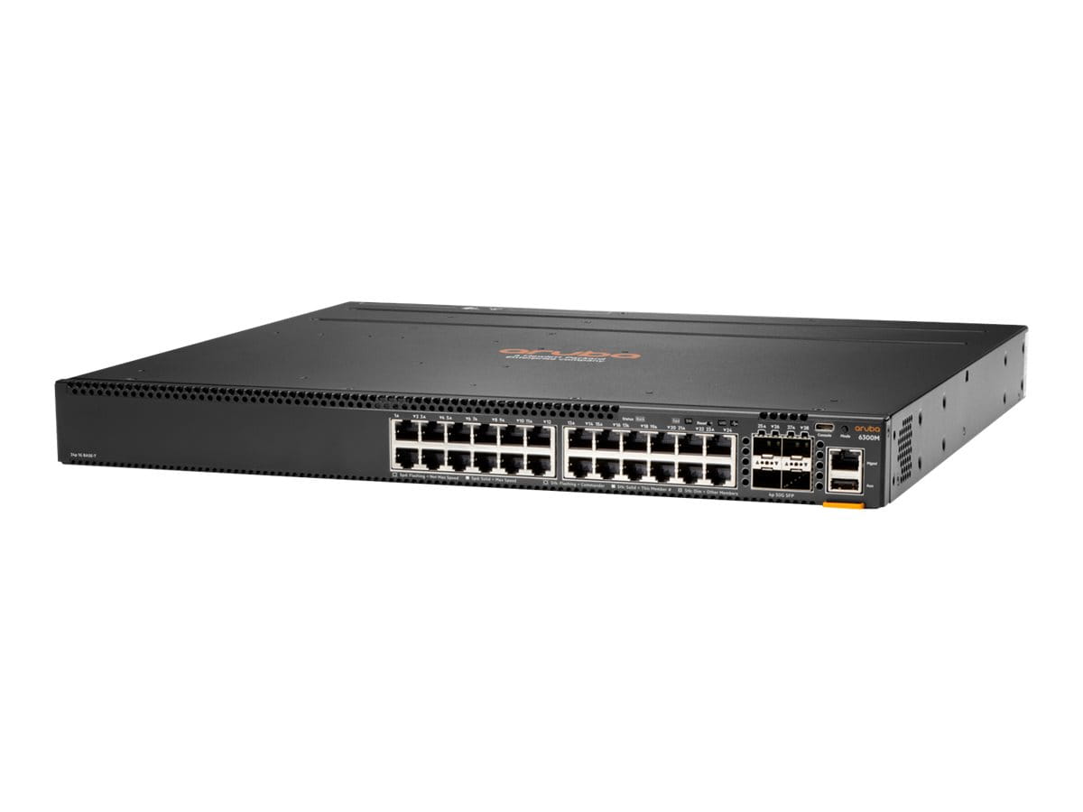 HPE Aruba 6300M - Switch - L3 - managed - 24 x 10/100/1000 + 4 x 1 Gigabit / 10 Gigabit / 25 Gigabit / 50 Gigabit SFP56 (Uplink / Stacking)