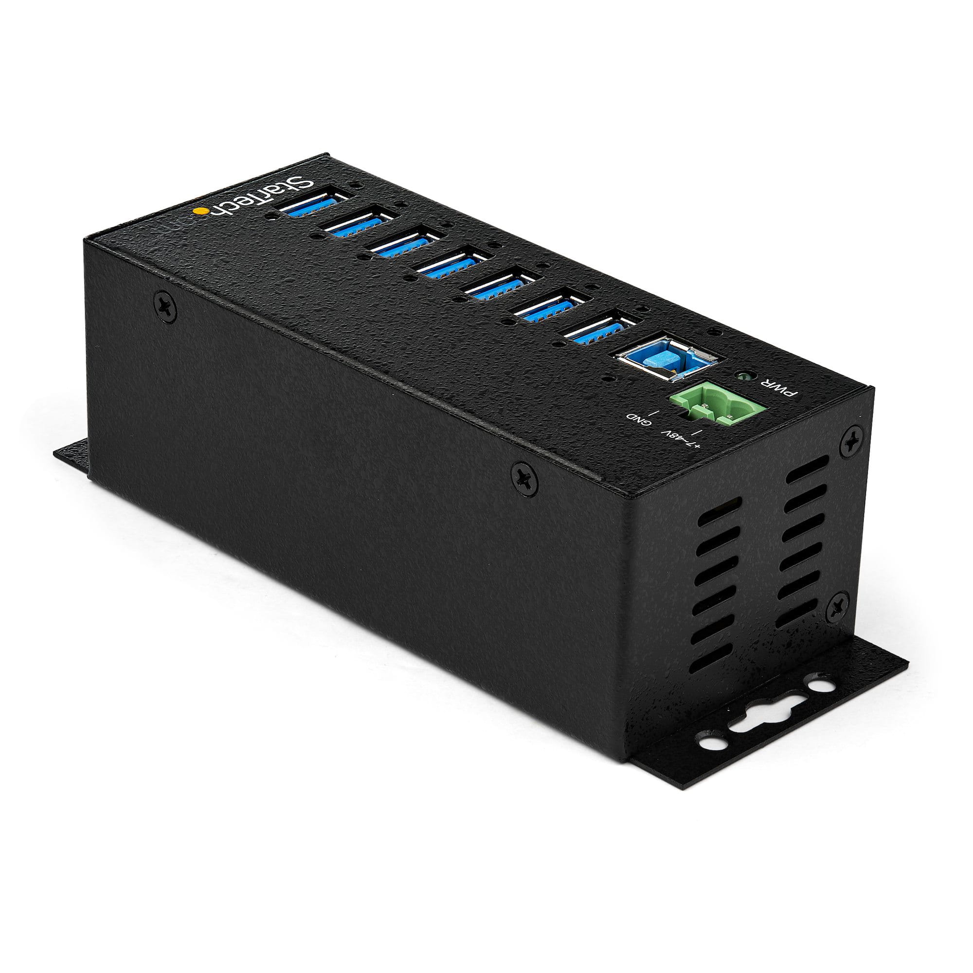 StarTech.com HB30A7AME USB 3.0 Hub (7-Port, Din-Rail,  Industrielle Anwendung, externes Netzteil, Uberspannungsschutz, ESD, 350 W, 15 kV)