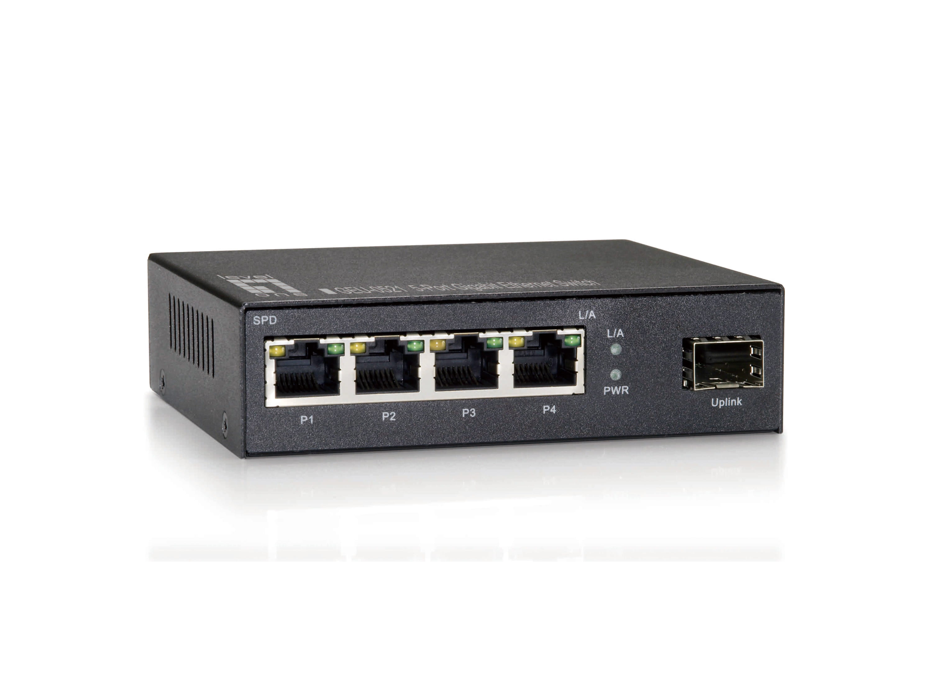 LevelOne GEU-0521 - Switch - unmanaged - 4 x 10/100/1000 + 1 x Gigabit SFP