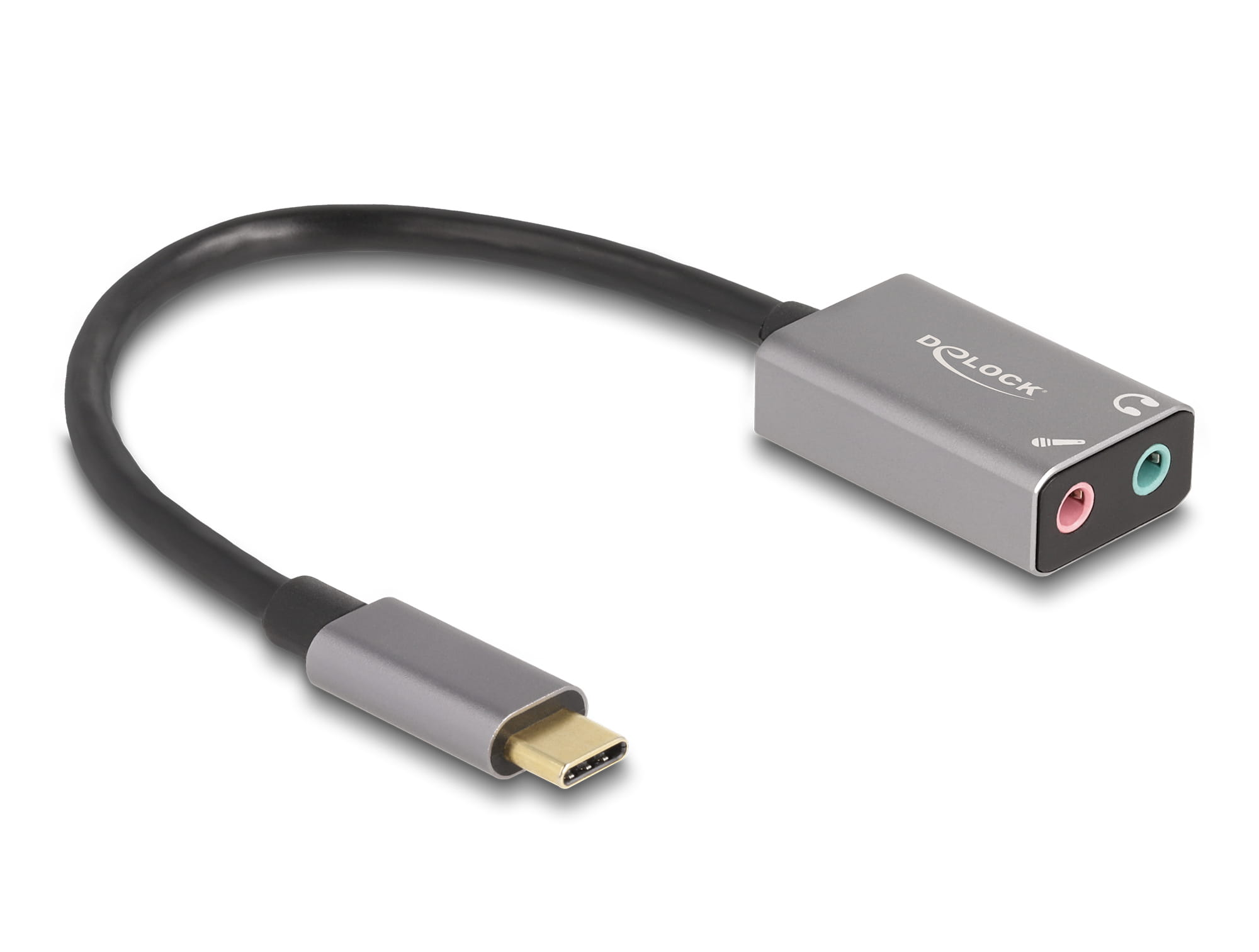 Delock Adapter USB-C auf Klinkenstecker - 24 pin USB-C männlich zu mini-phone stereo 3.5 mm, Mono Mini-Stecker weiblich