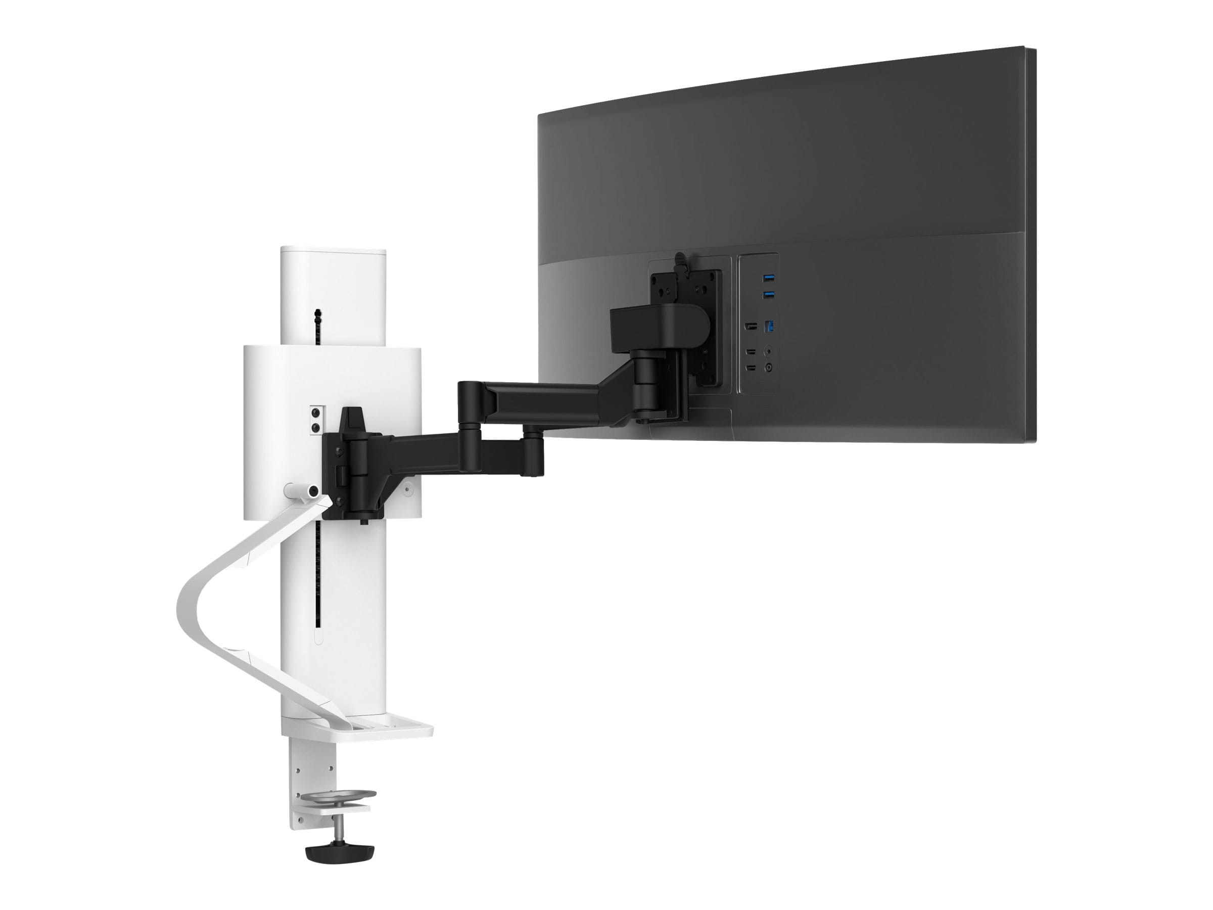 Ergotron TRACE - Befestigungskit (Pivot, Basis, VESA-Abstandshalter, Hubsäule, Verlängerungsarm, 2-teilige Tischklemme, Kabelmanagement-Kanal) - Konstante Krafttechnologie - für LCD-Display - weiß - Bildschirmgröße: 54.6-96.5 cm (21.5-38")