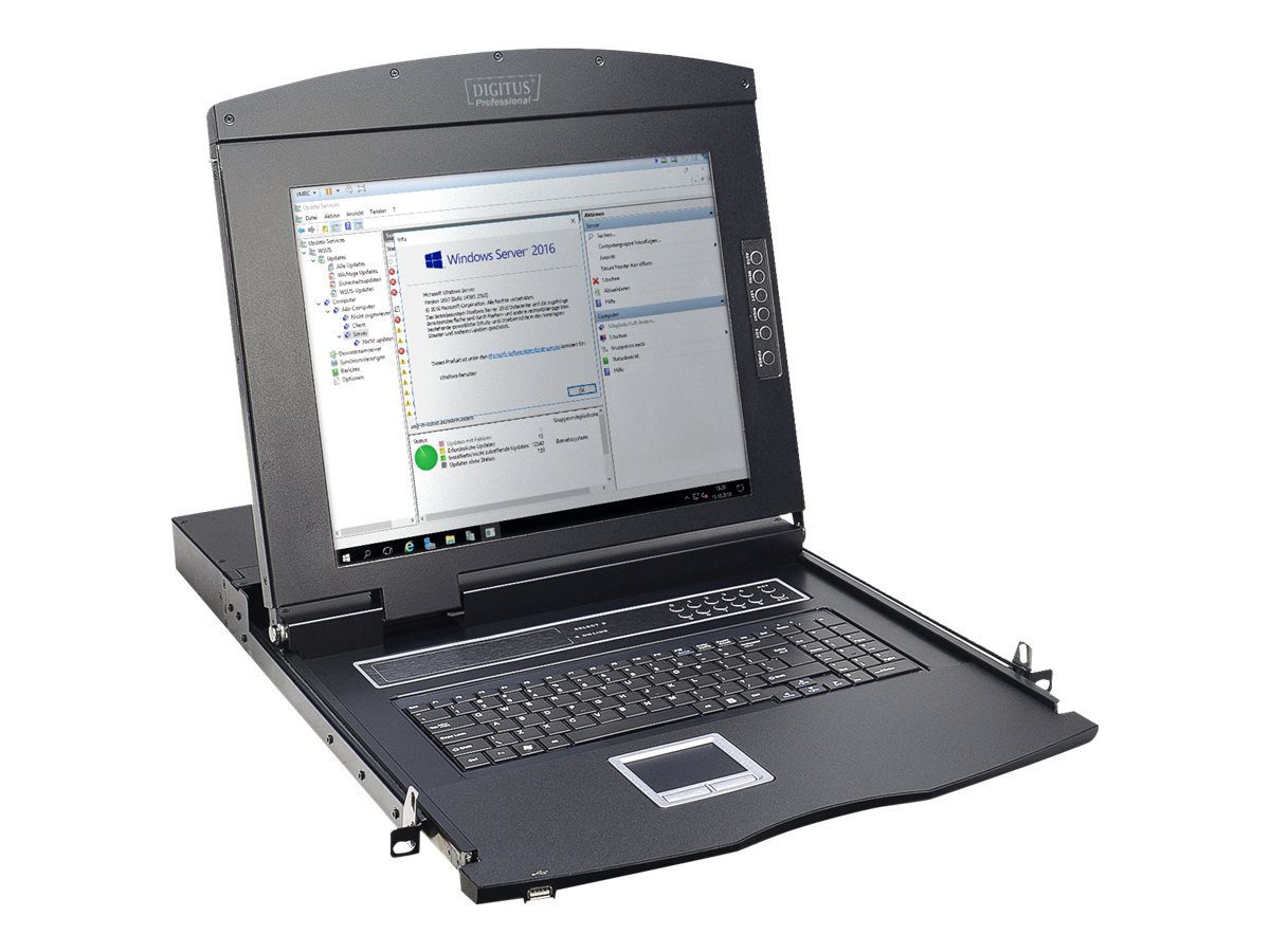 DIGITUS 17" LCD KVM-Konsole, 1-Port VGA, türkische Tastatur