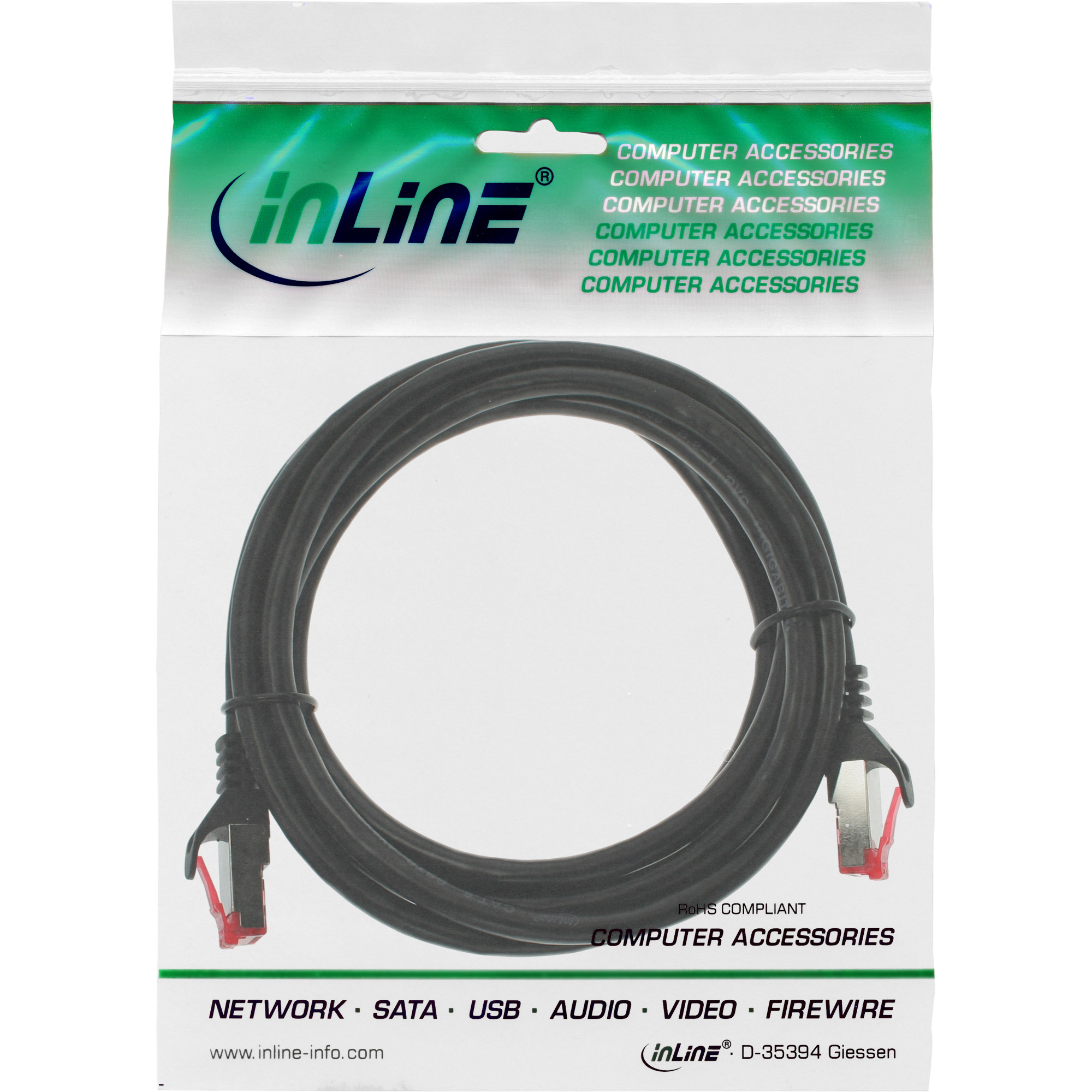 InLine Patchkabel - S/FTP (PiMf) - Cat.6 - 250MHz - PVC - CCA - schwarz - 2m