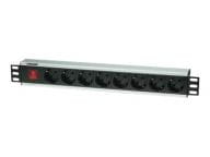 Intellinet 19" Rackmount 8-Way Power Strip - German Type, With On/Off Switch, No Surge Protection - Steckdosenleiste (Rack - einbaufähig)