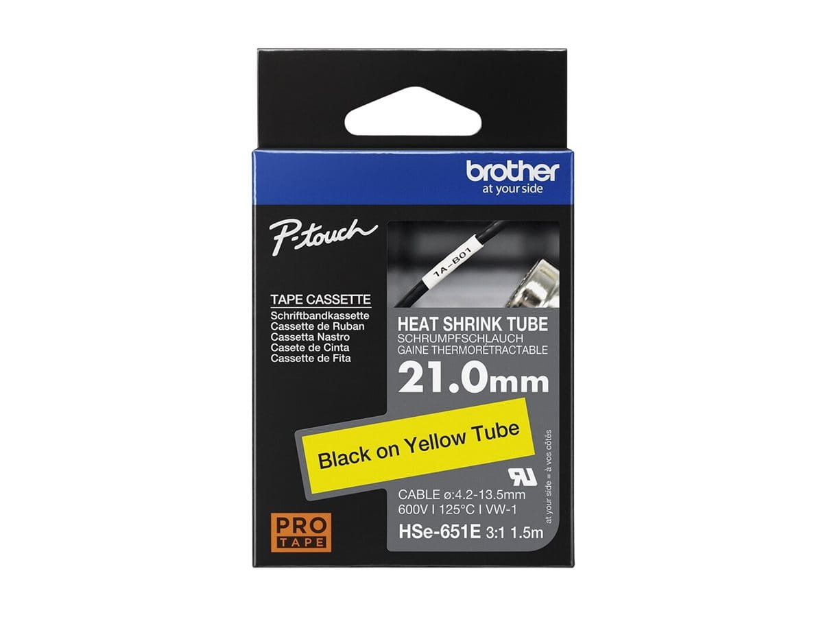 Brother HSE-651E - Schwarz auf Gelb - Rolle (2,1 cm x 1,5 m)