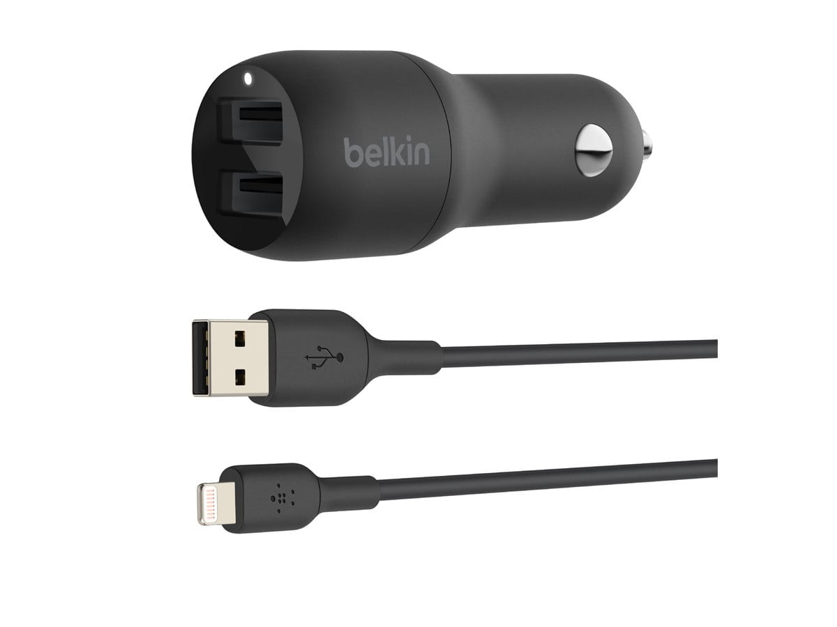 Belkin BoostCharge Dual Charger - Auto-Netzteil - 24 Watt - 4.8 A - 2 Ausgabeanschlussstellen (USB)