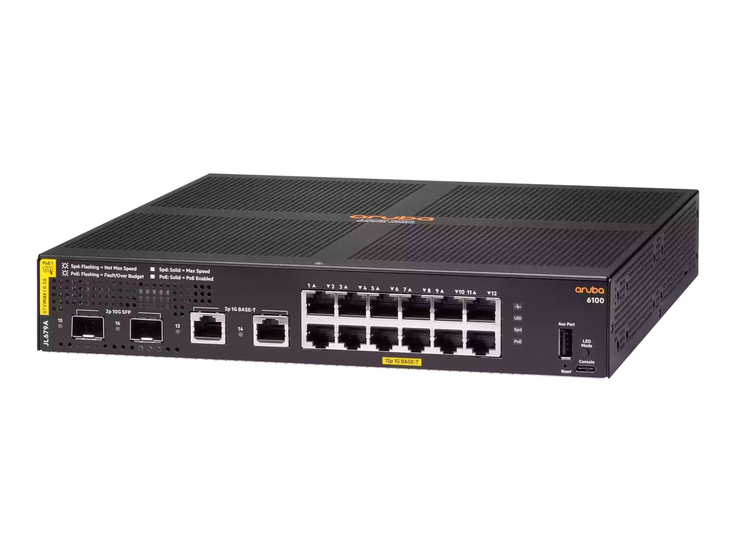 HPE Aruba 6100 12G Class4 PoE 2G/2SFP+ 139W Switch - Switch - managed - 12 x 10/100/1000 (PoE+)