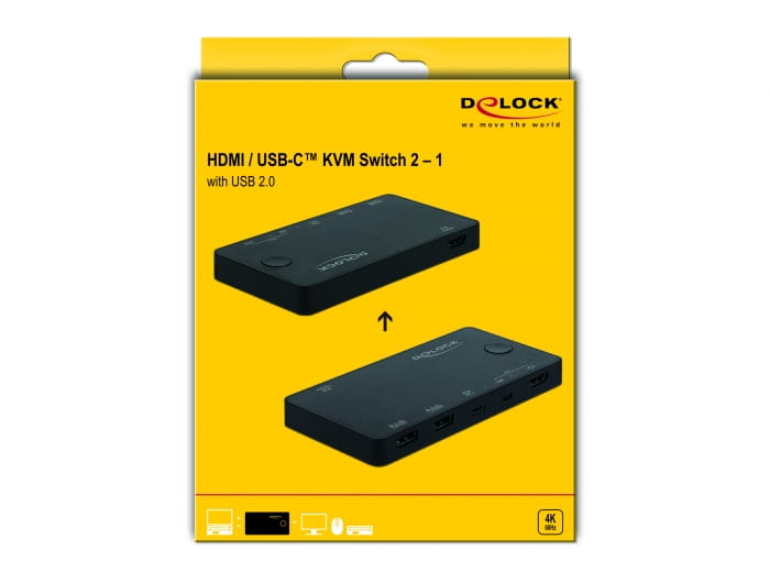 Delock HDMI / USB-C KVM Switch 4K 60 Hz with USB 2.0