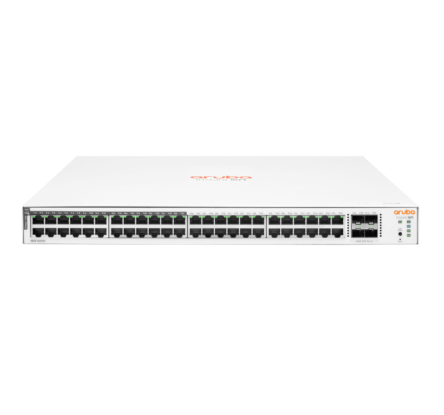 HPE Networking Instant On 1830 48G 24p Class4 PoE 4SFP 370W Switch - Switch - Smart - 24 x 10/100/1000 + 24 x 10/100/1000 (PoE+) - managed